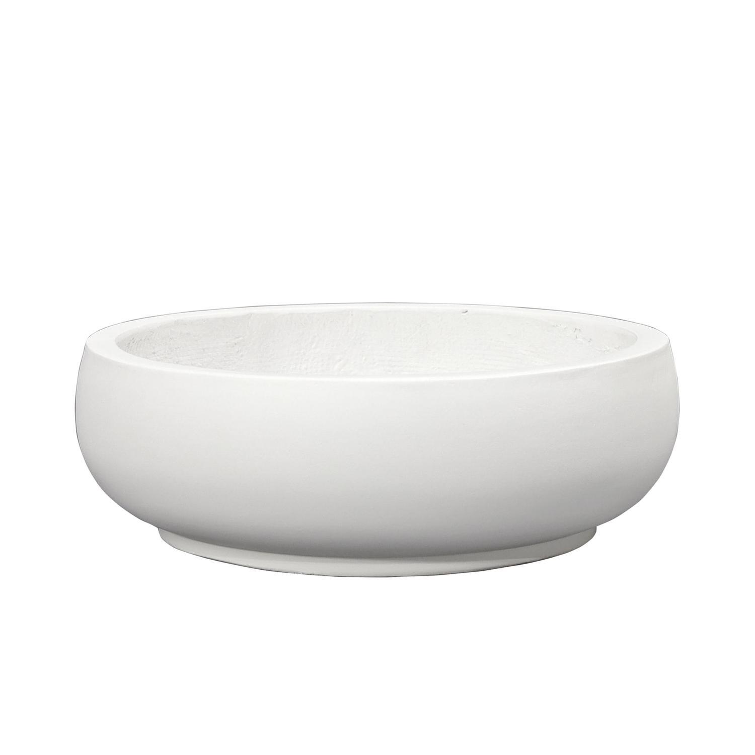 Cement Low Planter Bowl 36cm White
