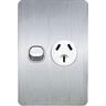 Single Vertical Power Point Switch Brushed Aluminium 121 x 80 x 28mm Silver Grey