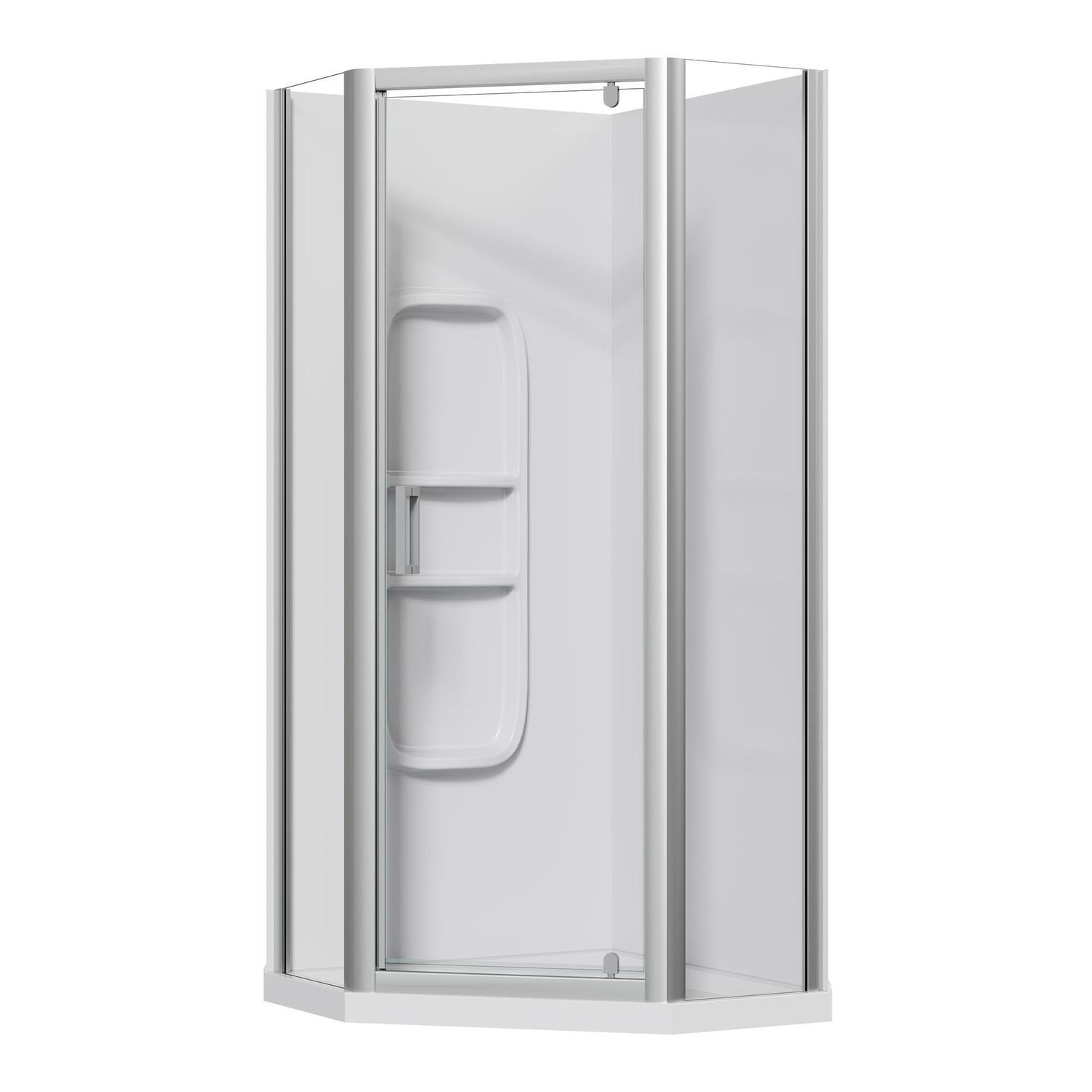 Corner Angle Side Mould Acrylic Shower 900 x 900 x 2015mm Chrome
