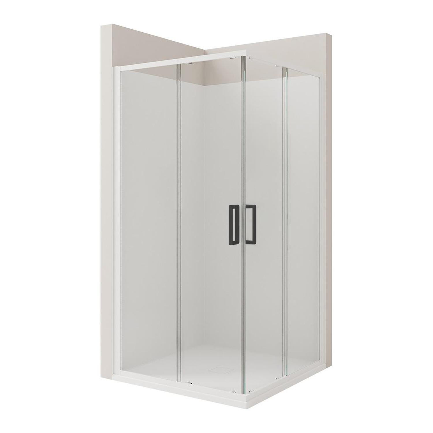 2 Sided Tiled Wall Shower 1000 x 1000mm Matte Black