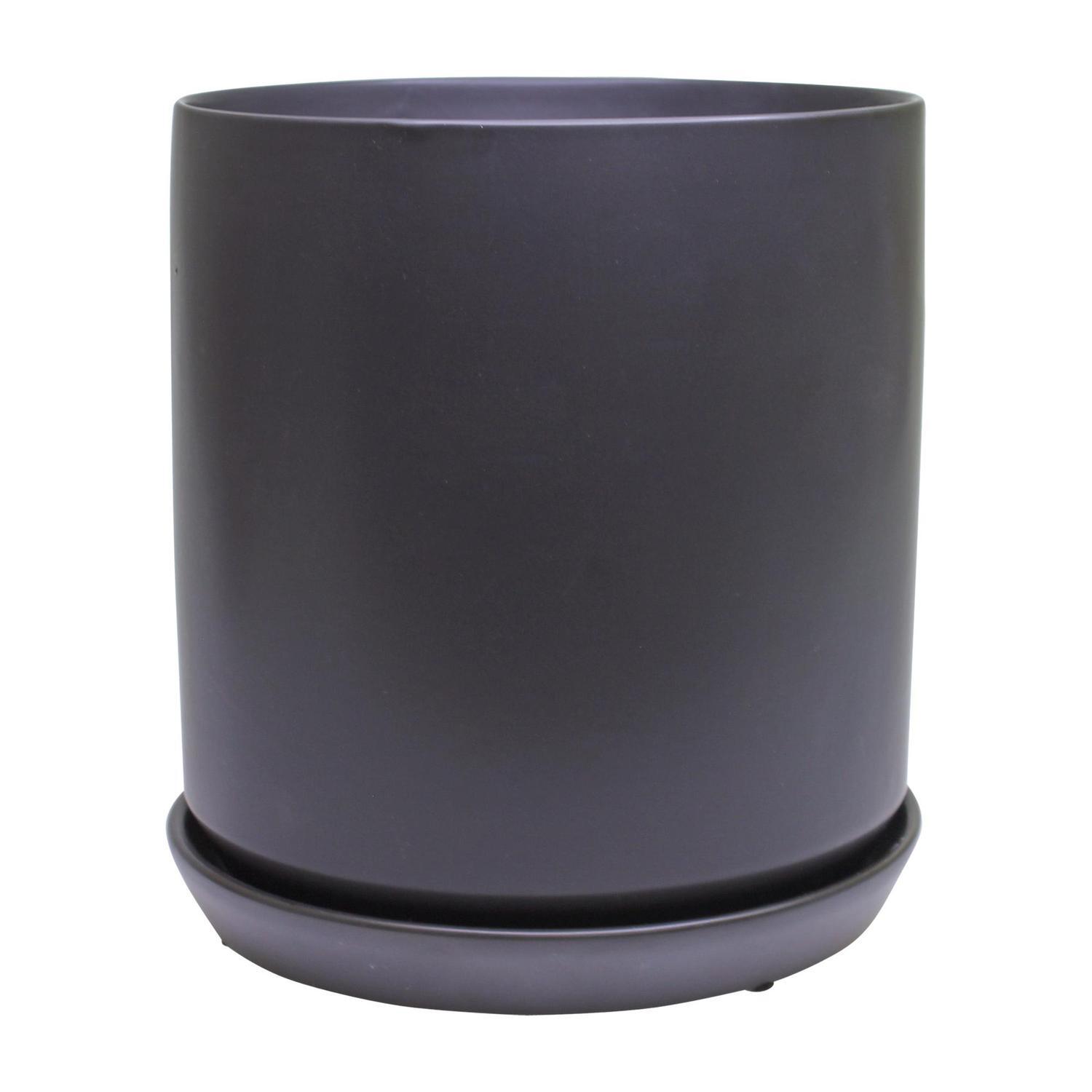 Indoor Adelle Pot and Saucer 18cm Black