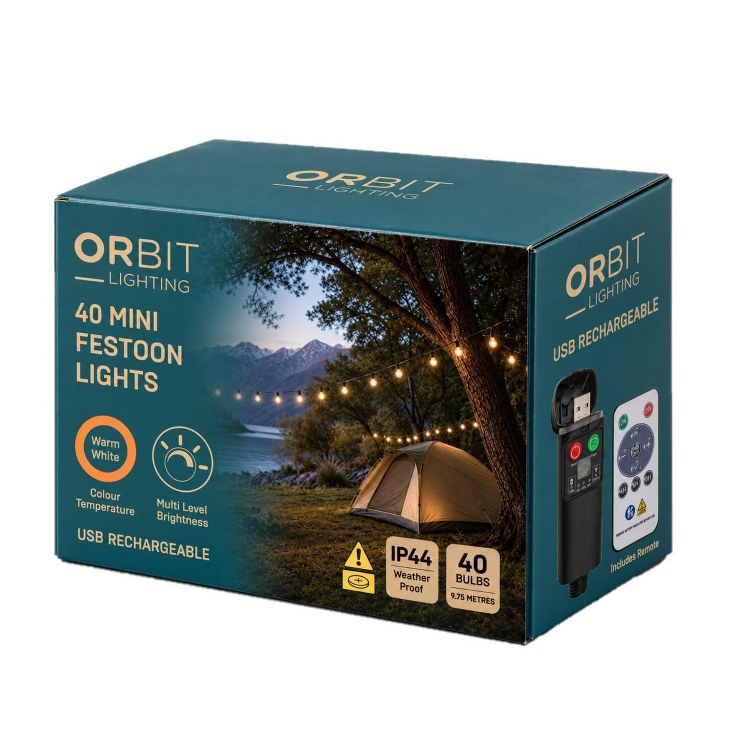 40 Bulb Recgargeable Festoon Lights