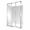 Capricorn Square Shower Flat Wall Left Hand Tray with 3 Panel Stacker Door