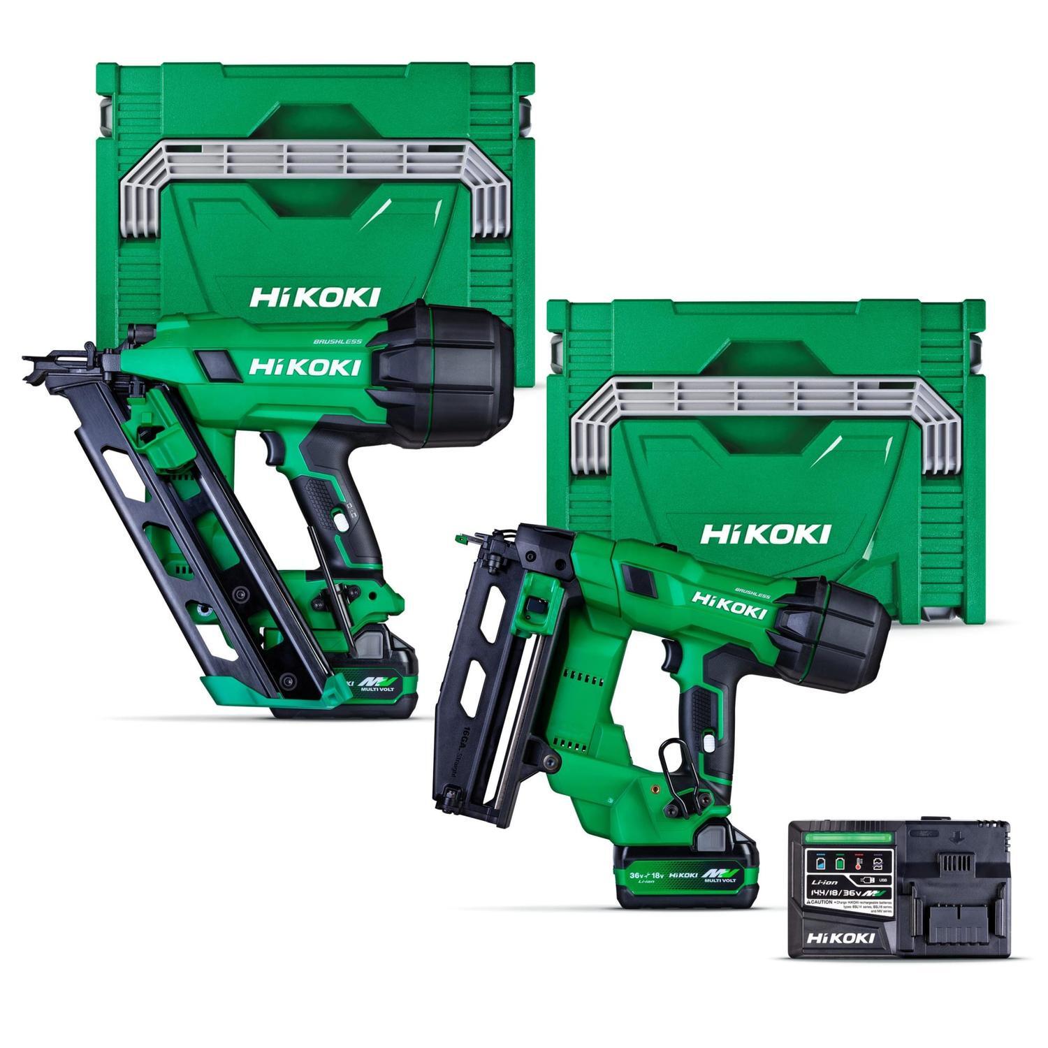 HiKOKI 18V Gasless Framing Nailer & 15GA Angled Brad Nailer Kit