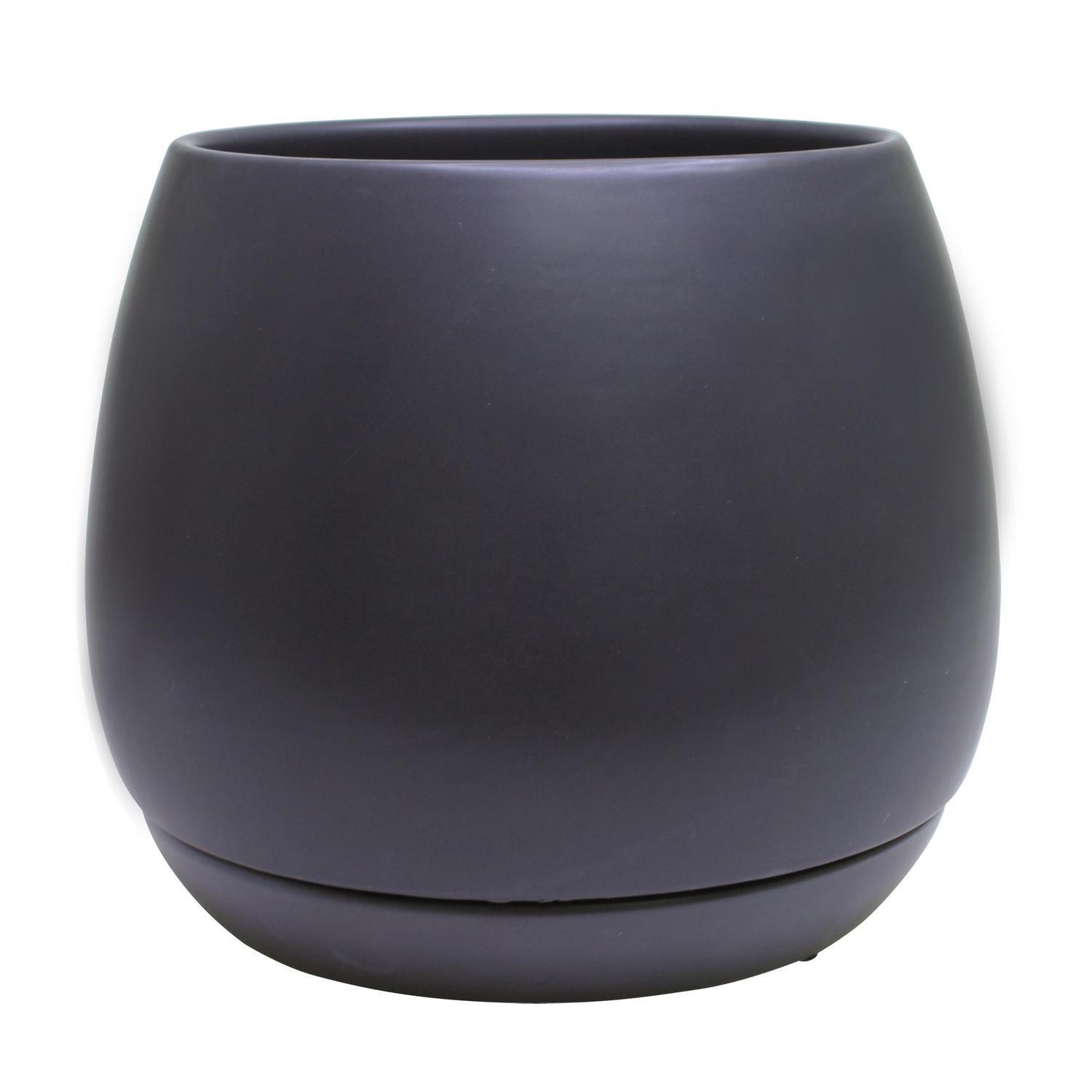 Indoor Addie Pot and Saucer 18cm Black