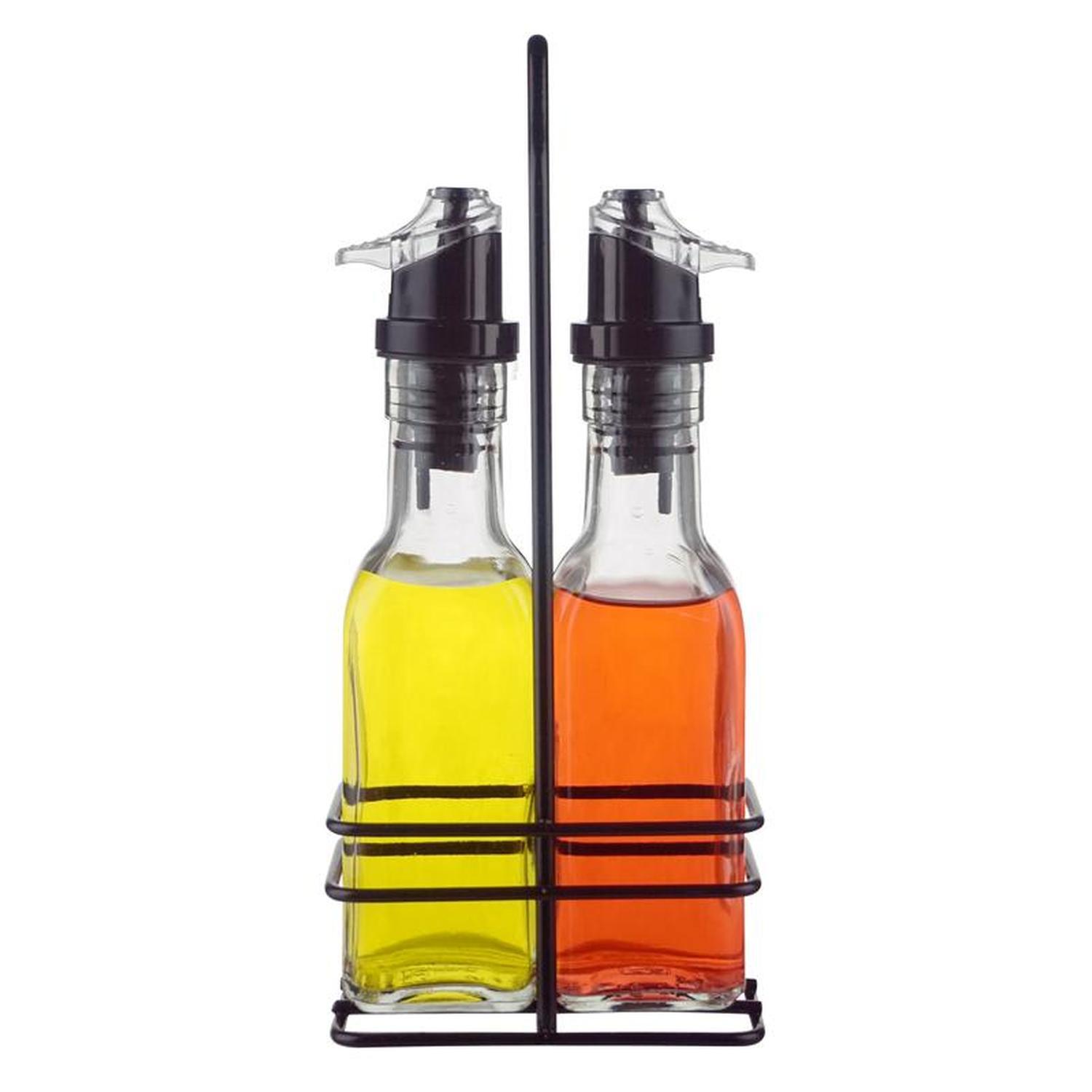 Oil & Vinegar Set in Black Holder 2x 150ml Black