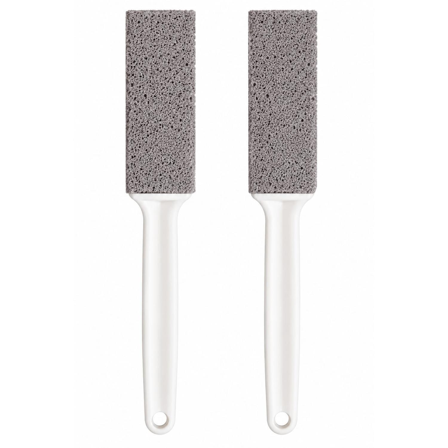 Long handle Pumice Stone Toilet Brush 2 piece White