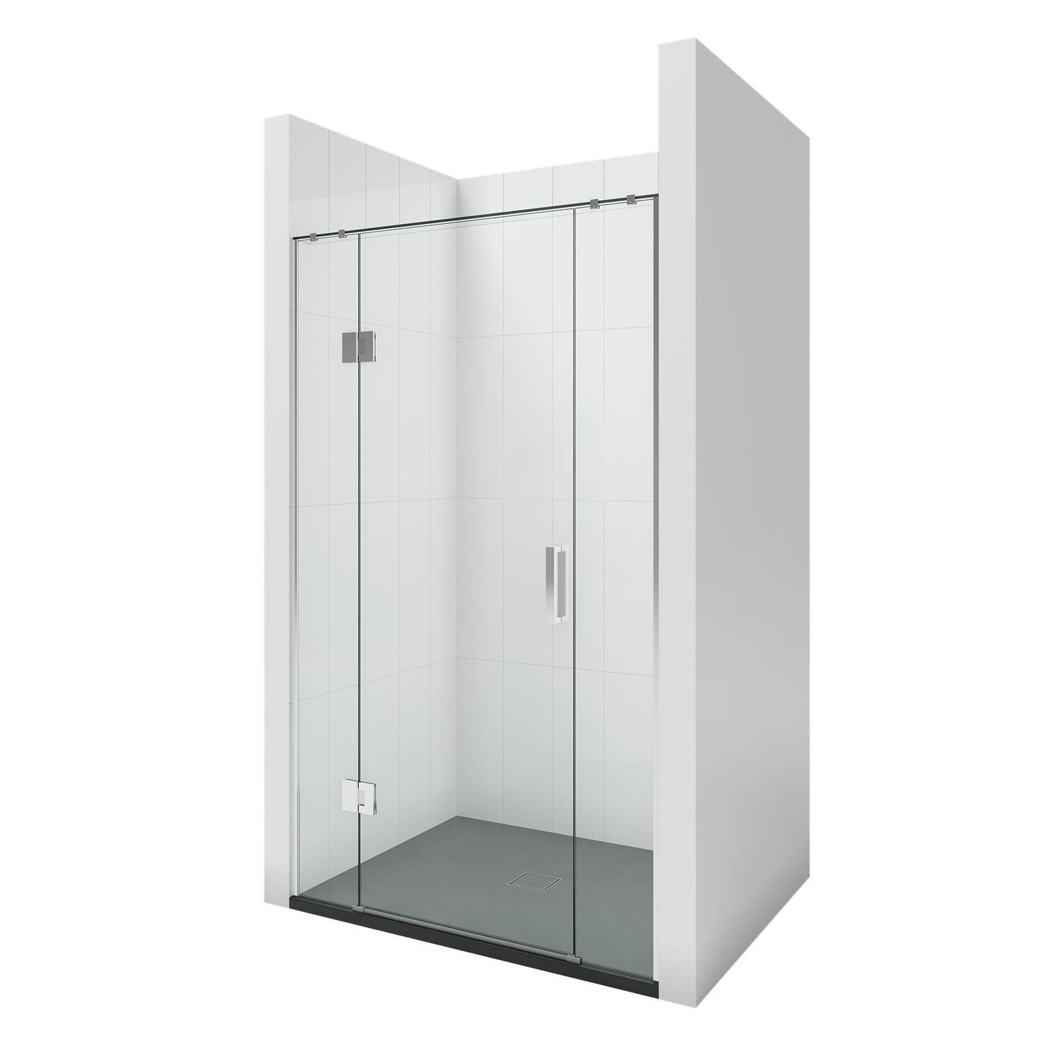 1000 x 1000mm 3-Wall Black Tray, Ellure Walls and Chrome Hinged Screen Package