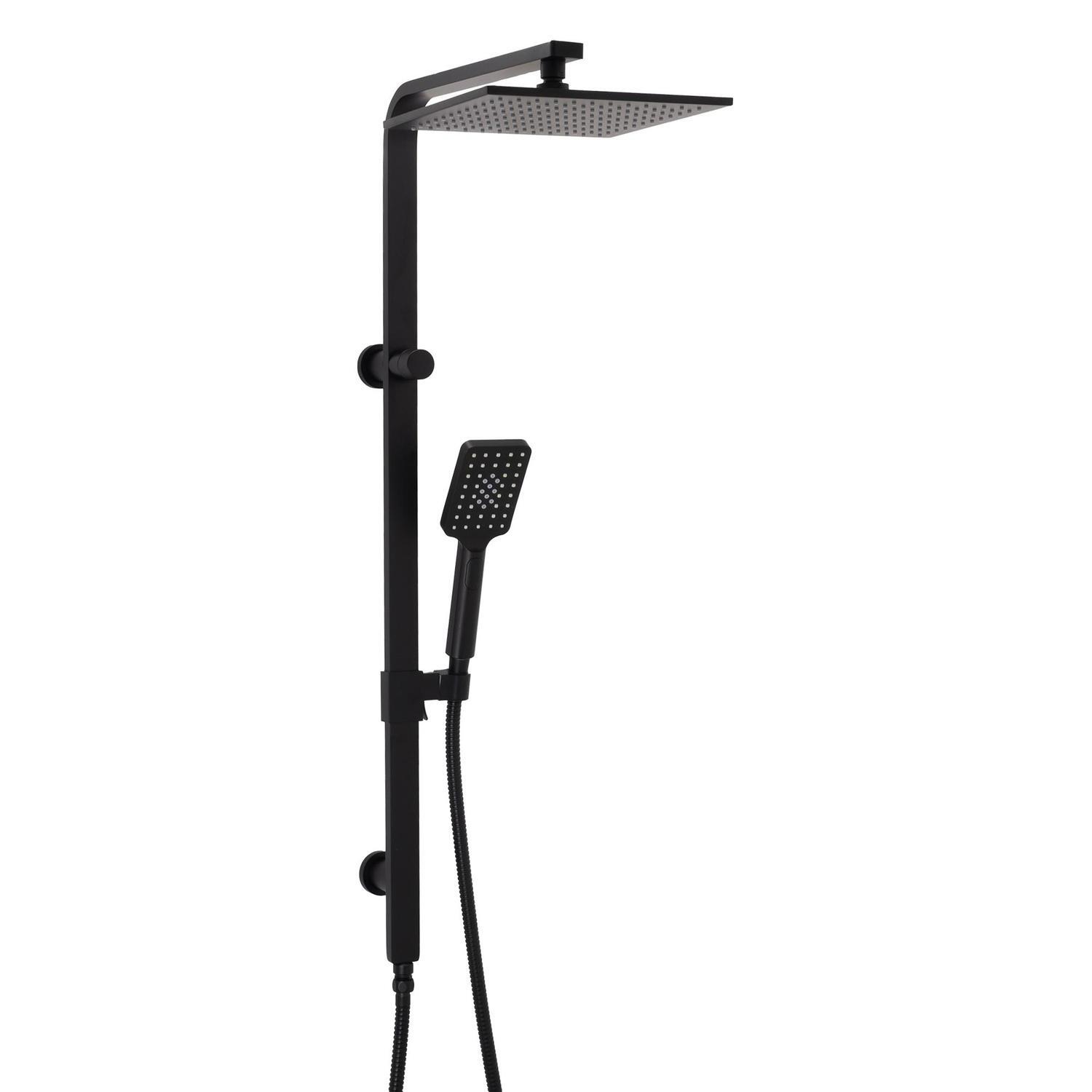 Twin Square Shower Rail  Black