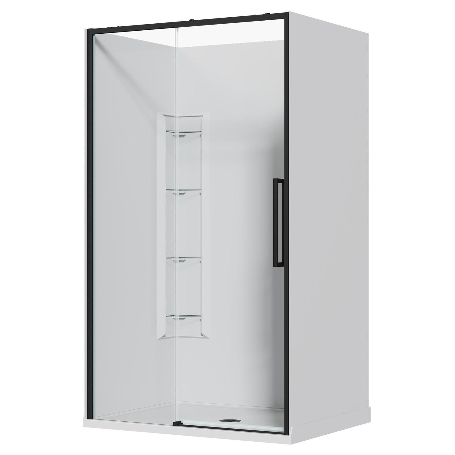 Alcove Frameless Sliding Corner Mould Acrylic Shower 1200 x 915 x 2040mm Black