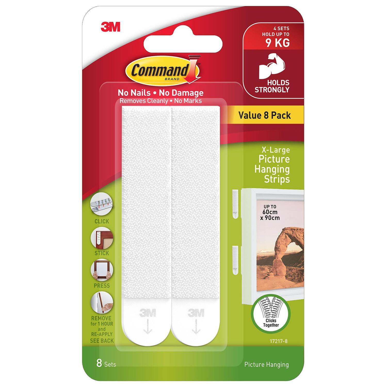 Picture Hanging Strip  Pack 8 White