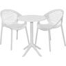 Vivid Outdoor Dining Setting 3 Piece Round Dining Chairs White