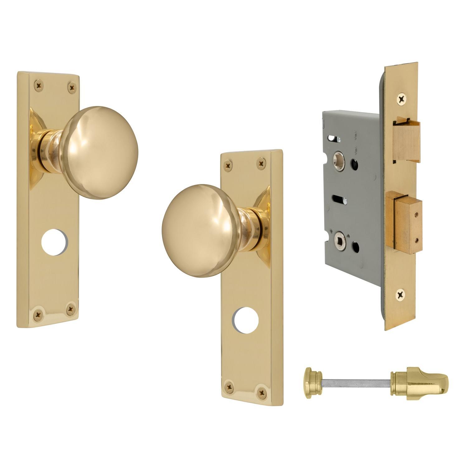 Sutton Square Longplate Privacy Set Polished Brass