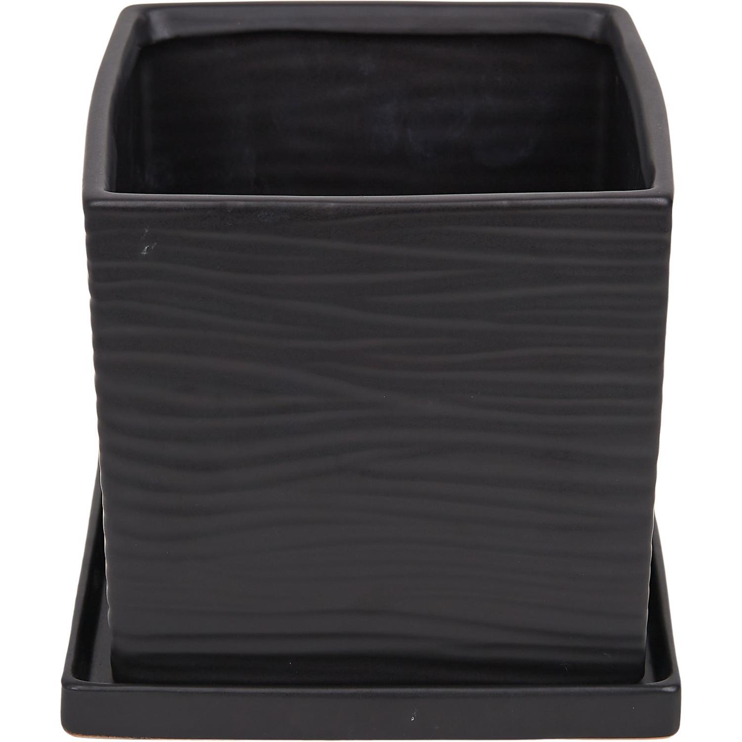 Cube Pot and Saucer XS Black