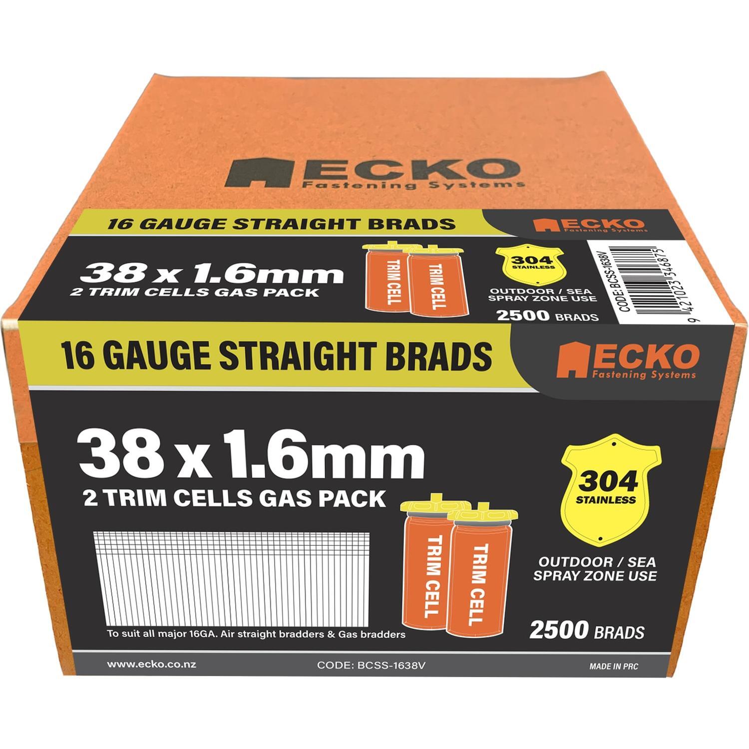 16 Gauge Straight Brads Gas Pack