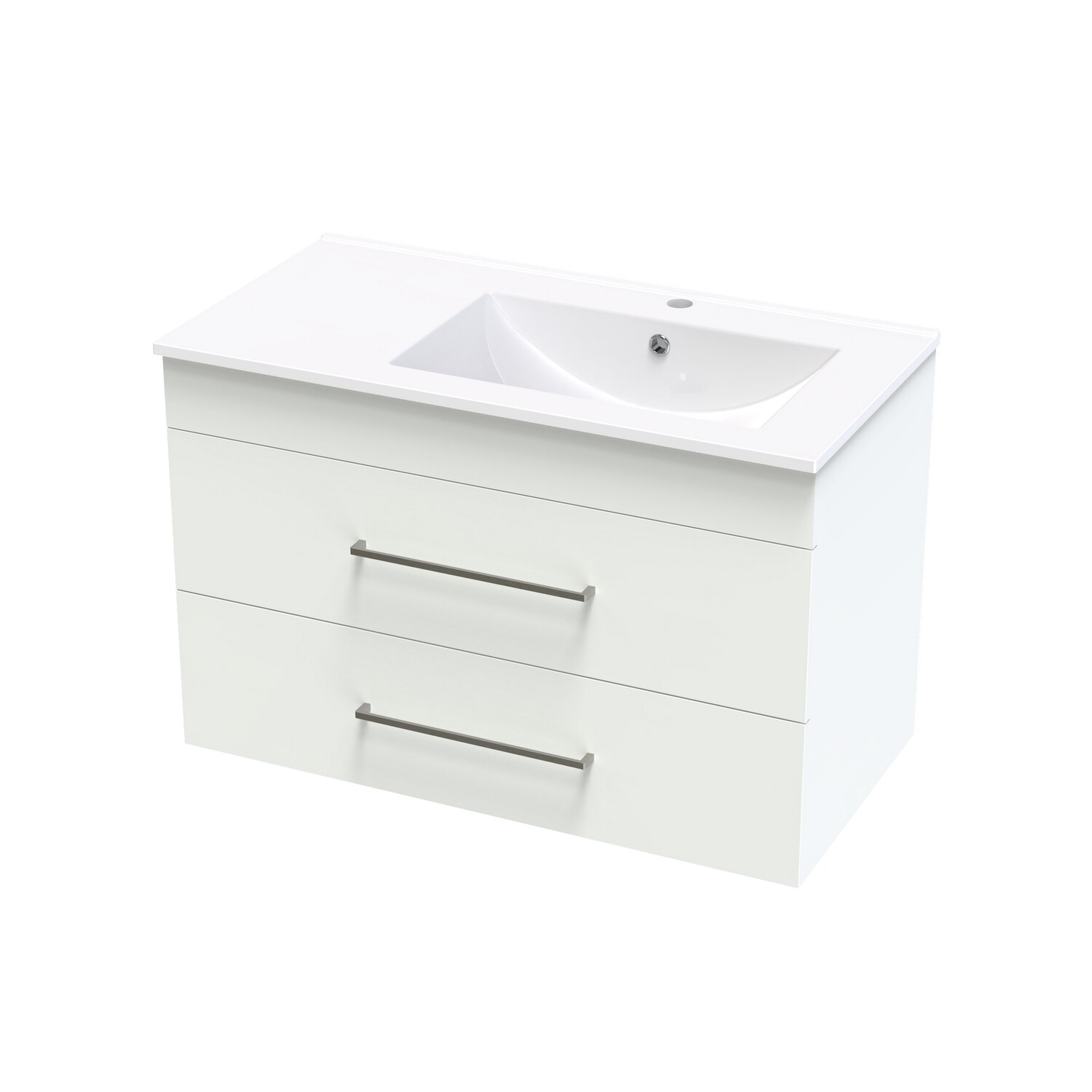Cashmere Valley 900 Right Hand Bowl Double Drawer Wall White Melamine