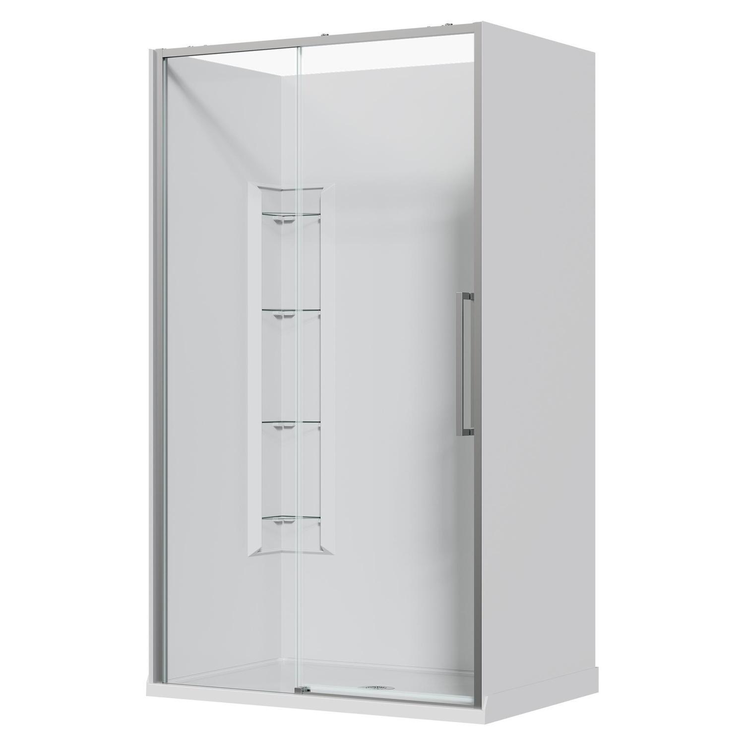 Alcove Frameless Sliding Corner Mould Acrylic Shower 1200 x 800 x 2040mm Chrome