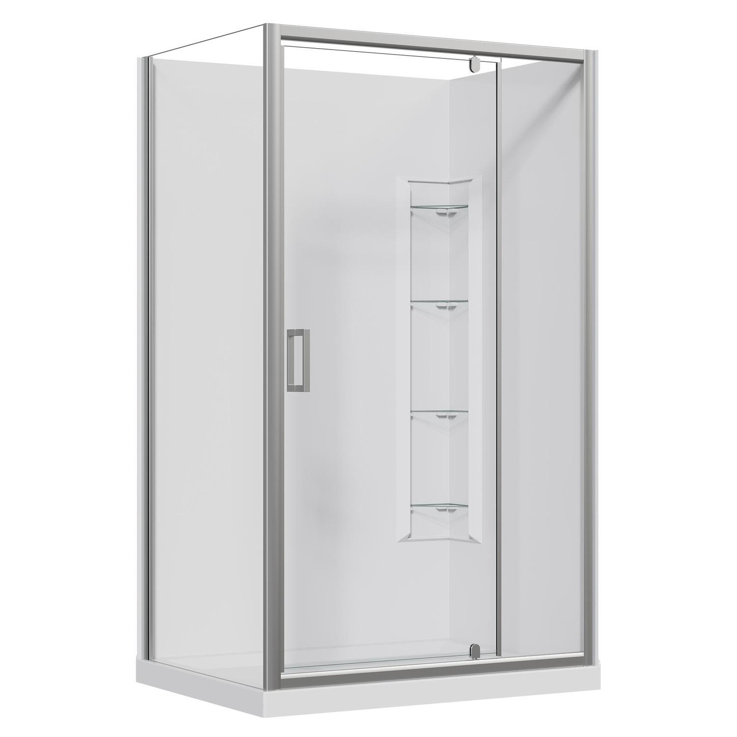 2 Sided Corner Mould Acrylic Shower RH 1200 x 900 x 2015mm Chrome