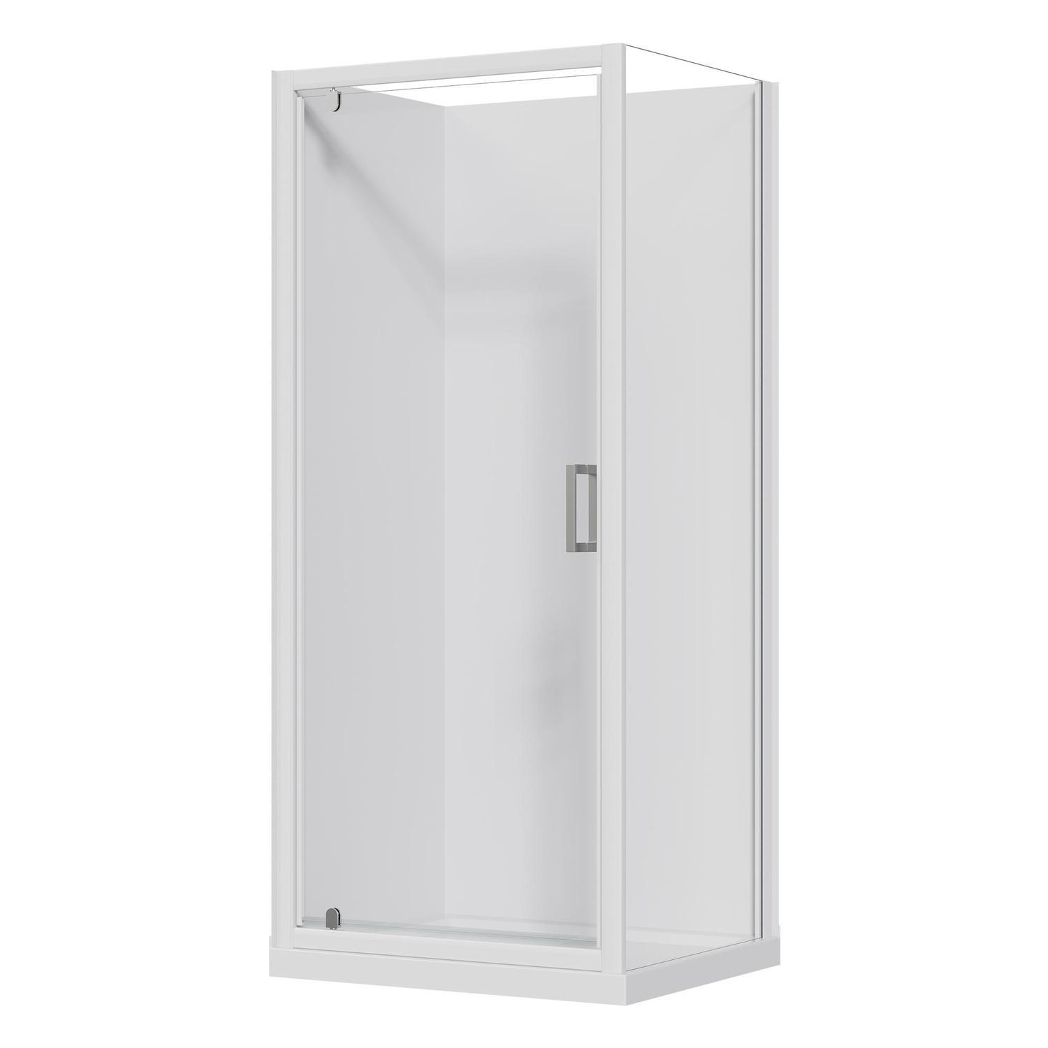 2 Sided Flat Wall Acrylic Shower LH 900 x 750 x 2015mm White