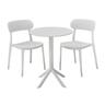 Vivid Outdoor Dining Setting 3 Piece Curve Dining Chairs White