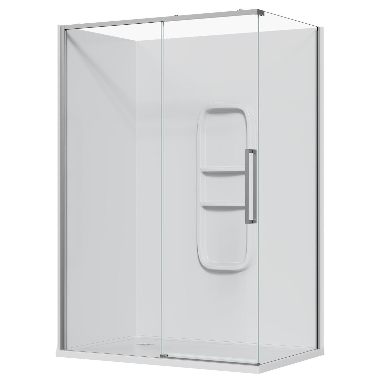 2 Sided Frameless Sliding Side Mould Acrylic Shower LH 1400 x 915 x 2040mm Chrome
