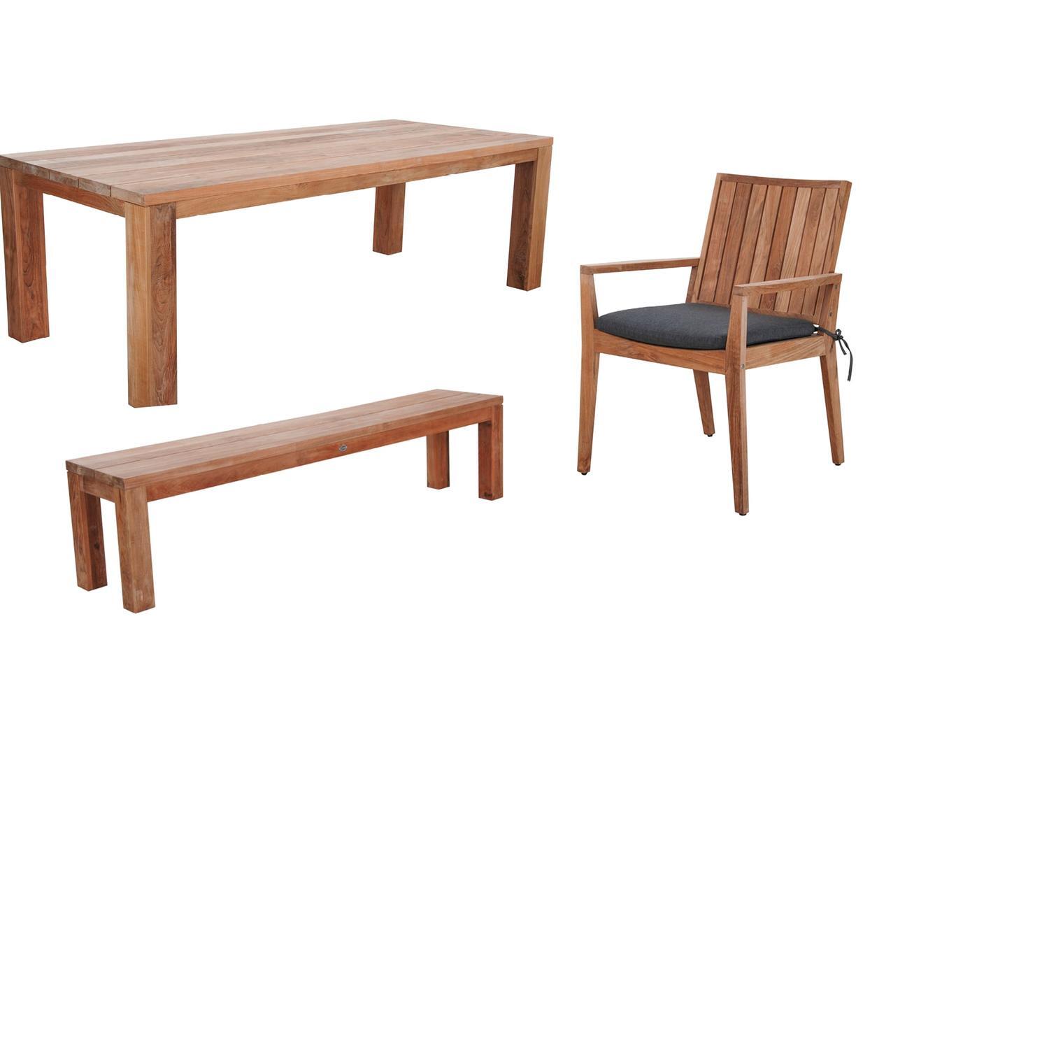 Outdoor Dining Bench Setting With Arm Chairs 5 Piece