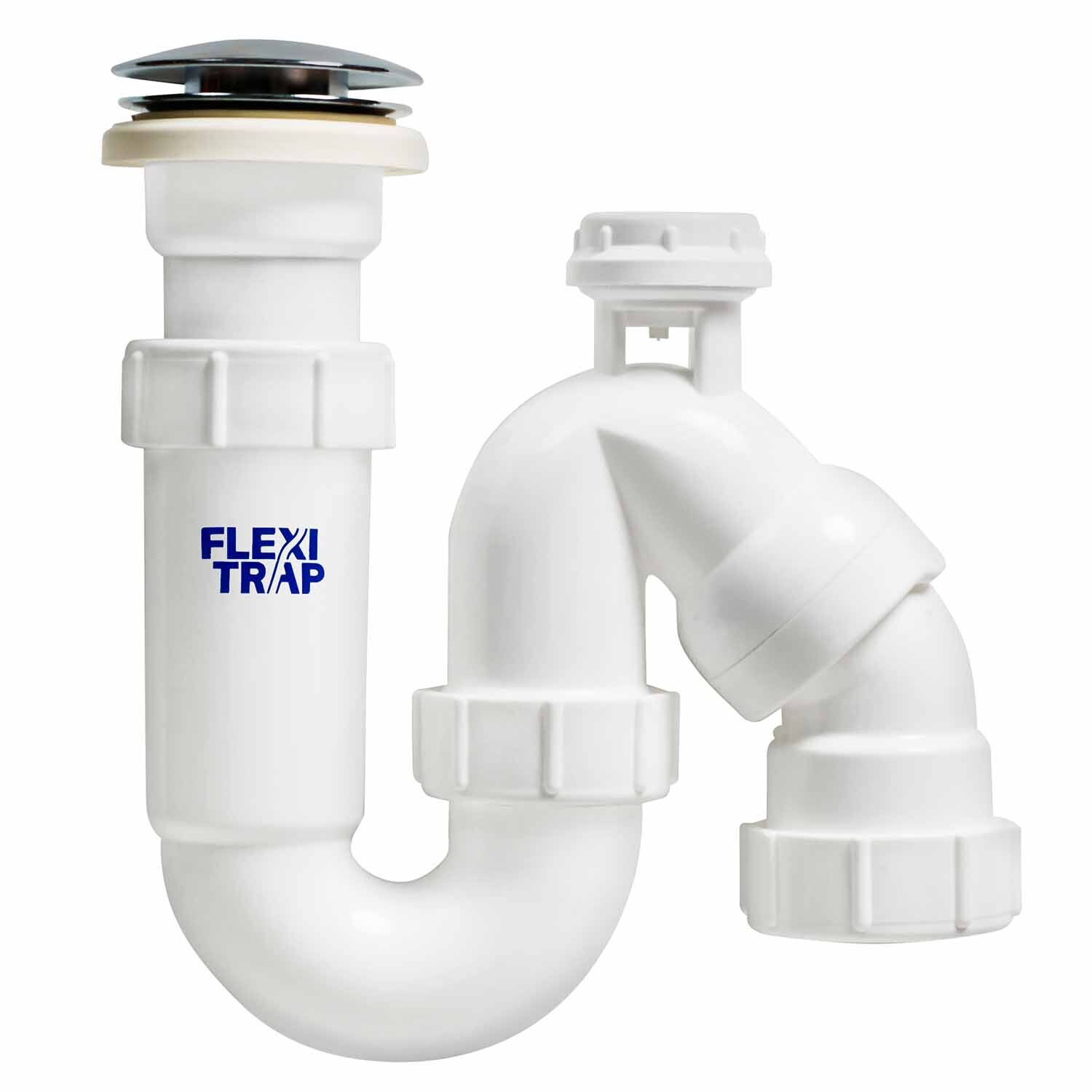 FlexiTrap S&P 32mm/40mm Pop-Up Wastewater Trap,  Vented with Pop-Up Dome Plug