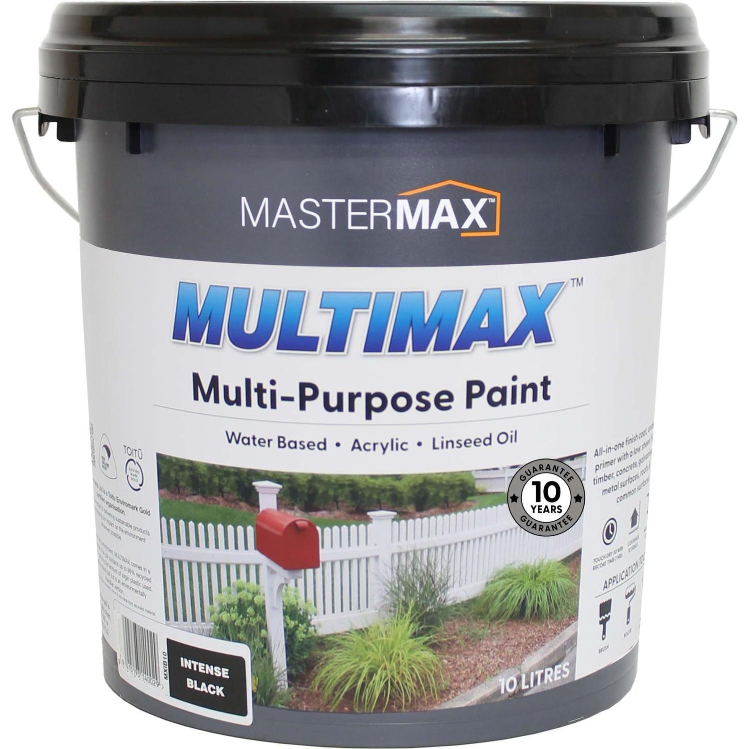 Multi-Purpose Paint Water Based Acrylic and Linseed Oil 10L Intense Black