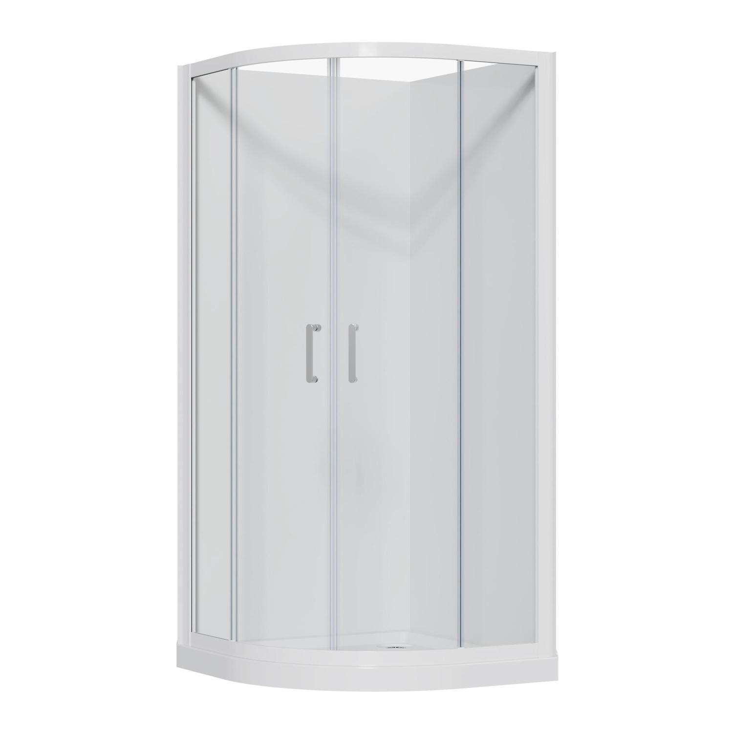 Round Flat Wall Offset Waste Shower White