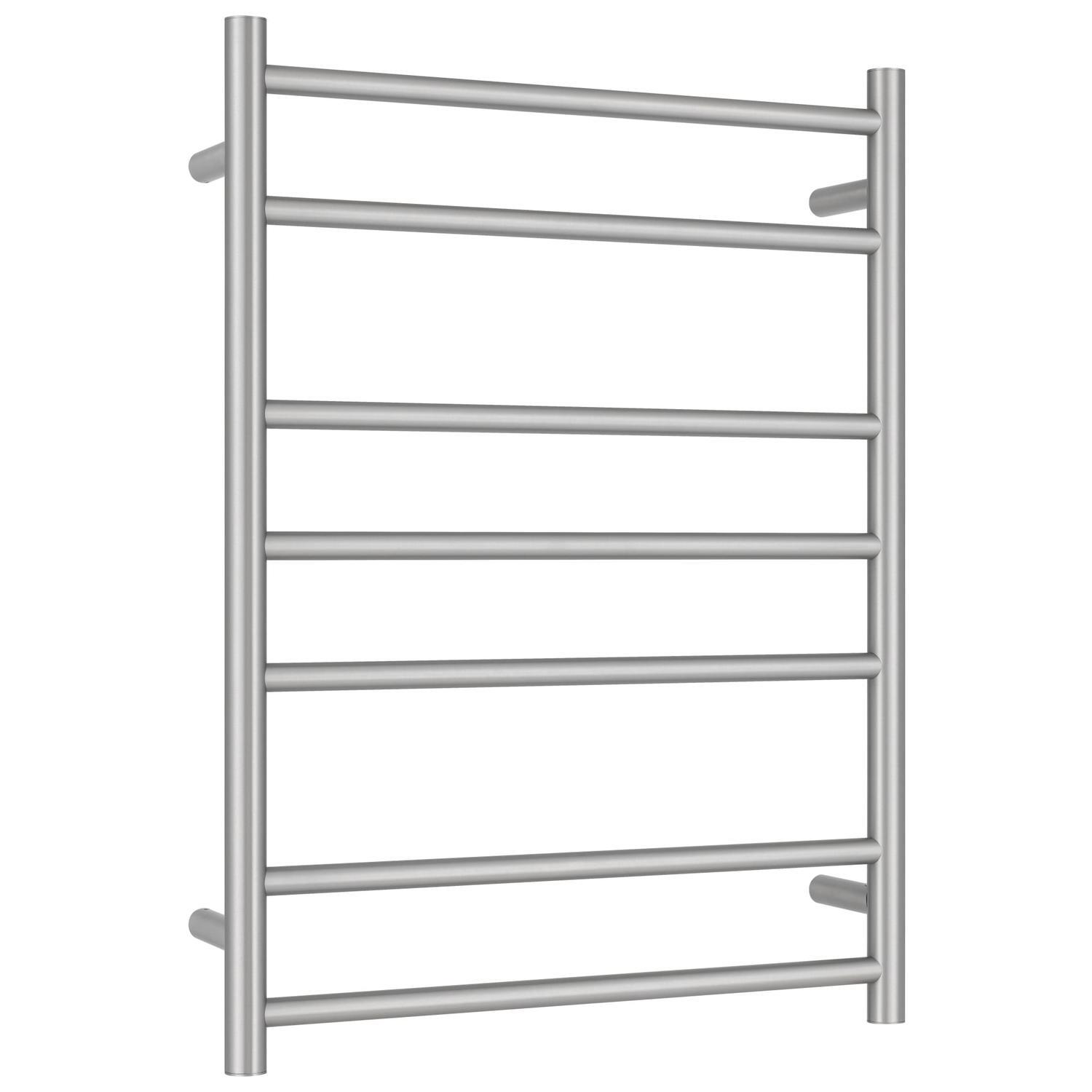 7 Bar Round Heated Towel Rail 100 Watt Brushed Nickel