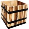Square Acacia Wooden Barrel Small: H:260mm, W: 250mm, D: 250mm Natural