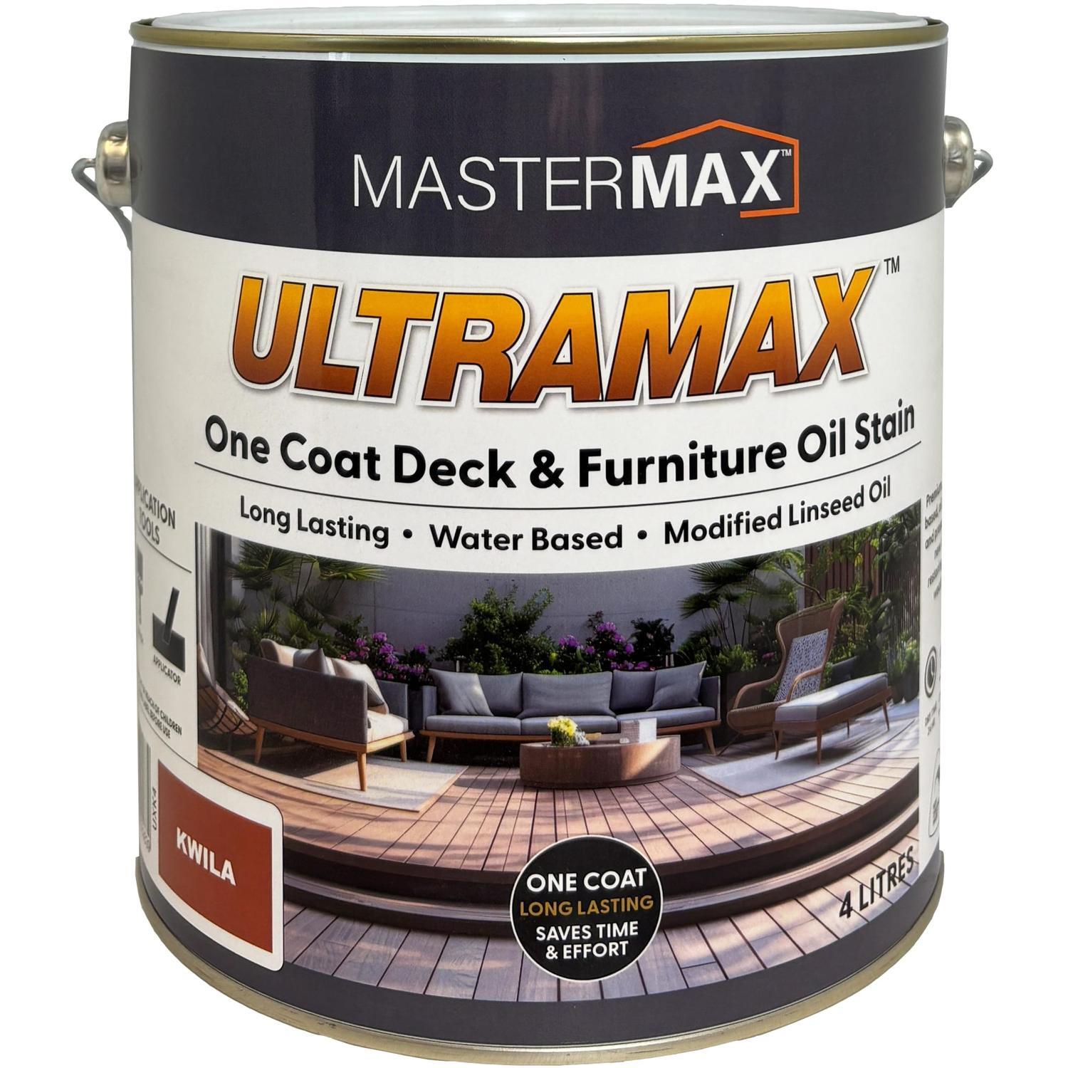 Ultramax One Coat Water Based Deck & Furniture Oil Stain 4L Natural