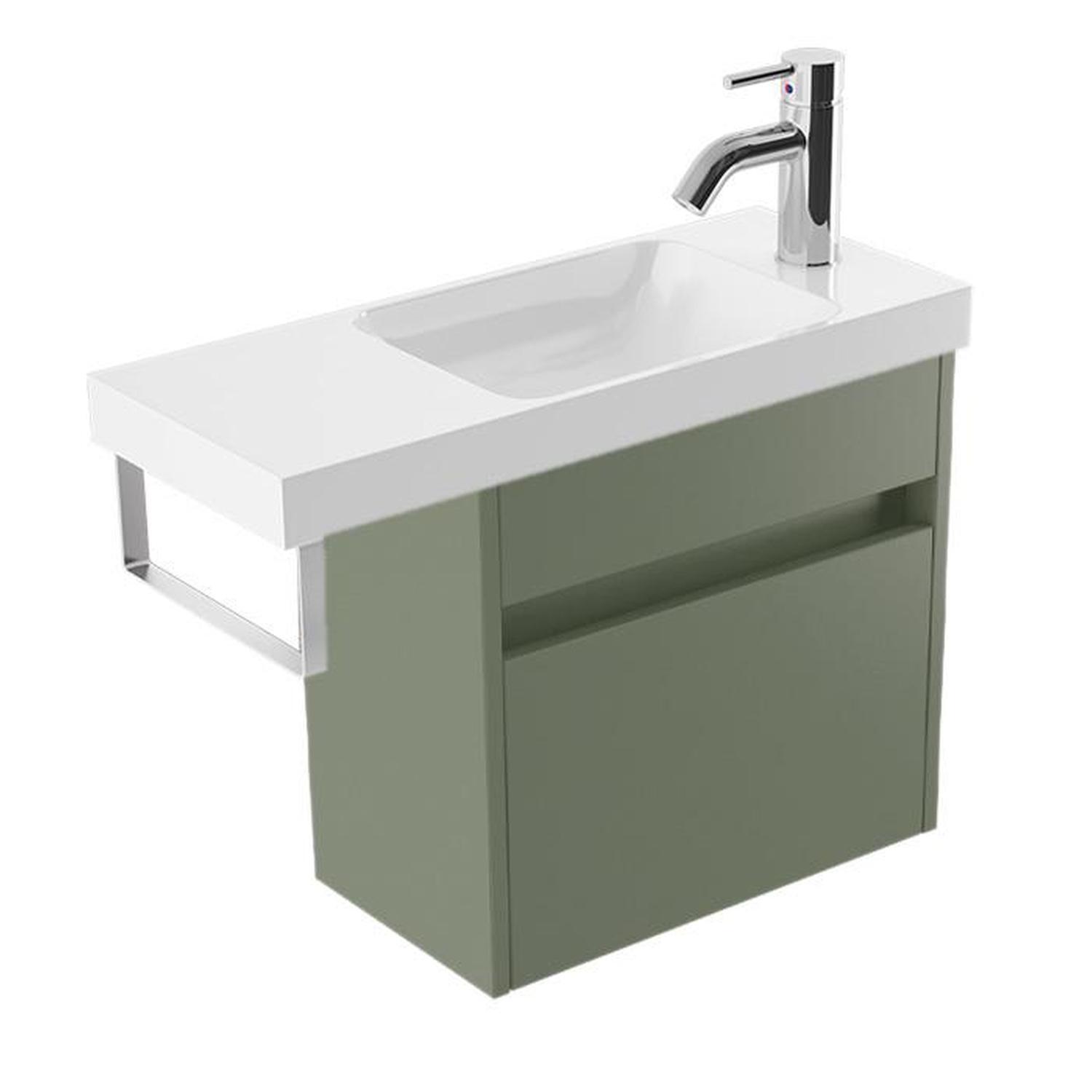 Wall Vanity 600mm Green Slate Brushed Chrome Rail