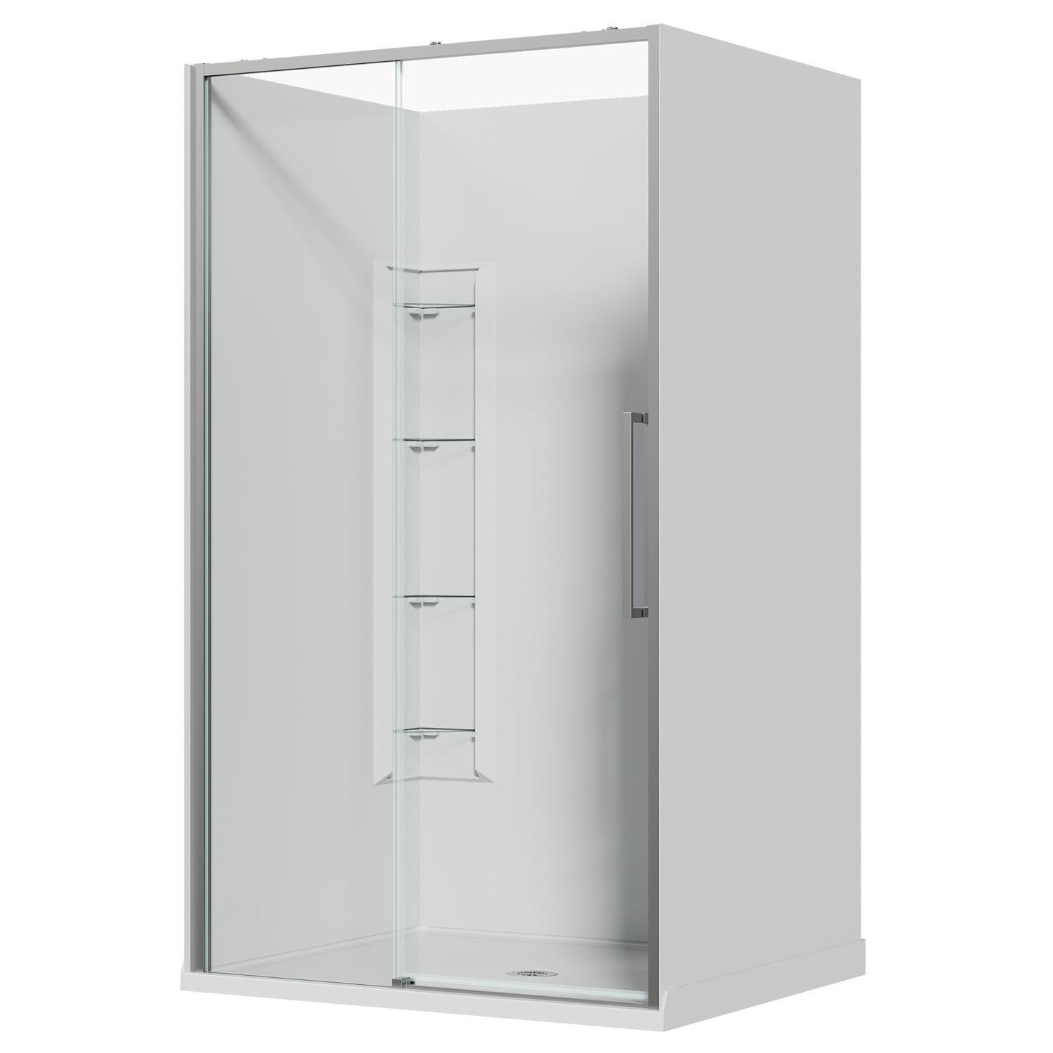 Alcove Frameless Sliding Corner Mould Acrylic Shower 1200 x 1000 x 2040mm Chrome