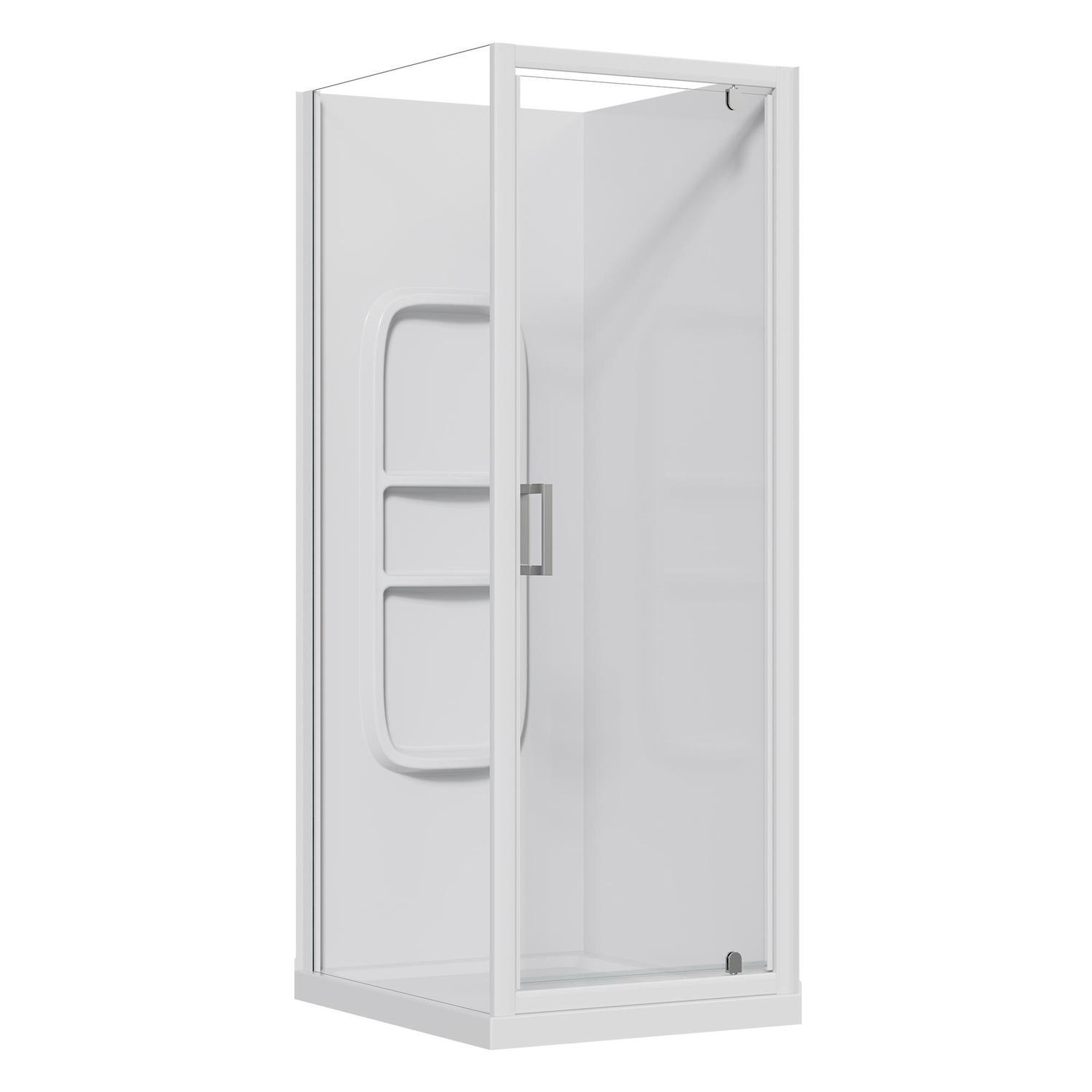2 Sided Side Mould Acrylic Shower RH 750 x 900 x 2015mm White