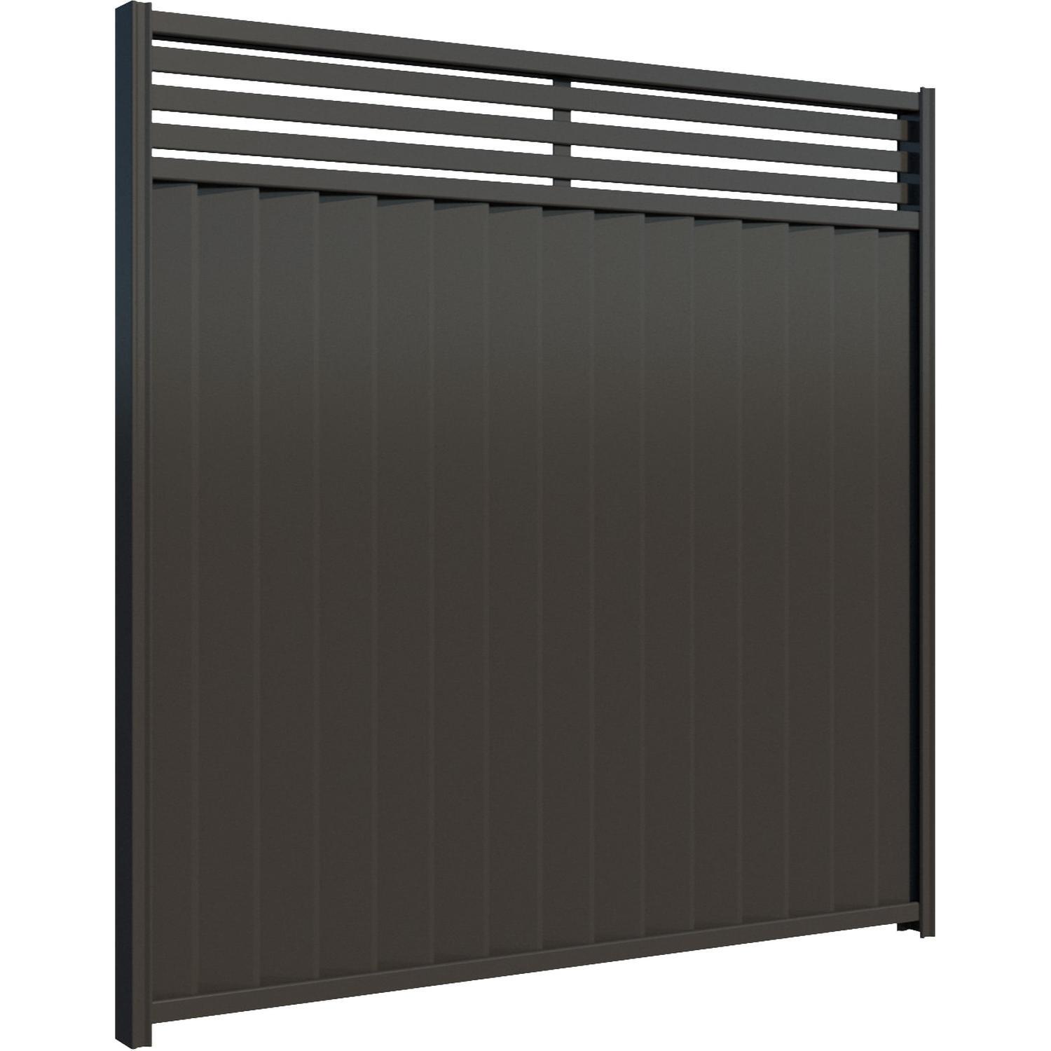 ColourWall Slat-Top Fence Panel H: 2100mm x W: 2380mm Slate Grey
