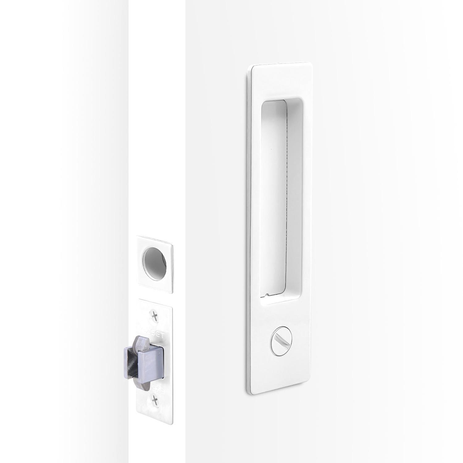 CAVITY SLIDER PRIVACY KIT RECTANGLE WHITE FINISH