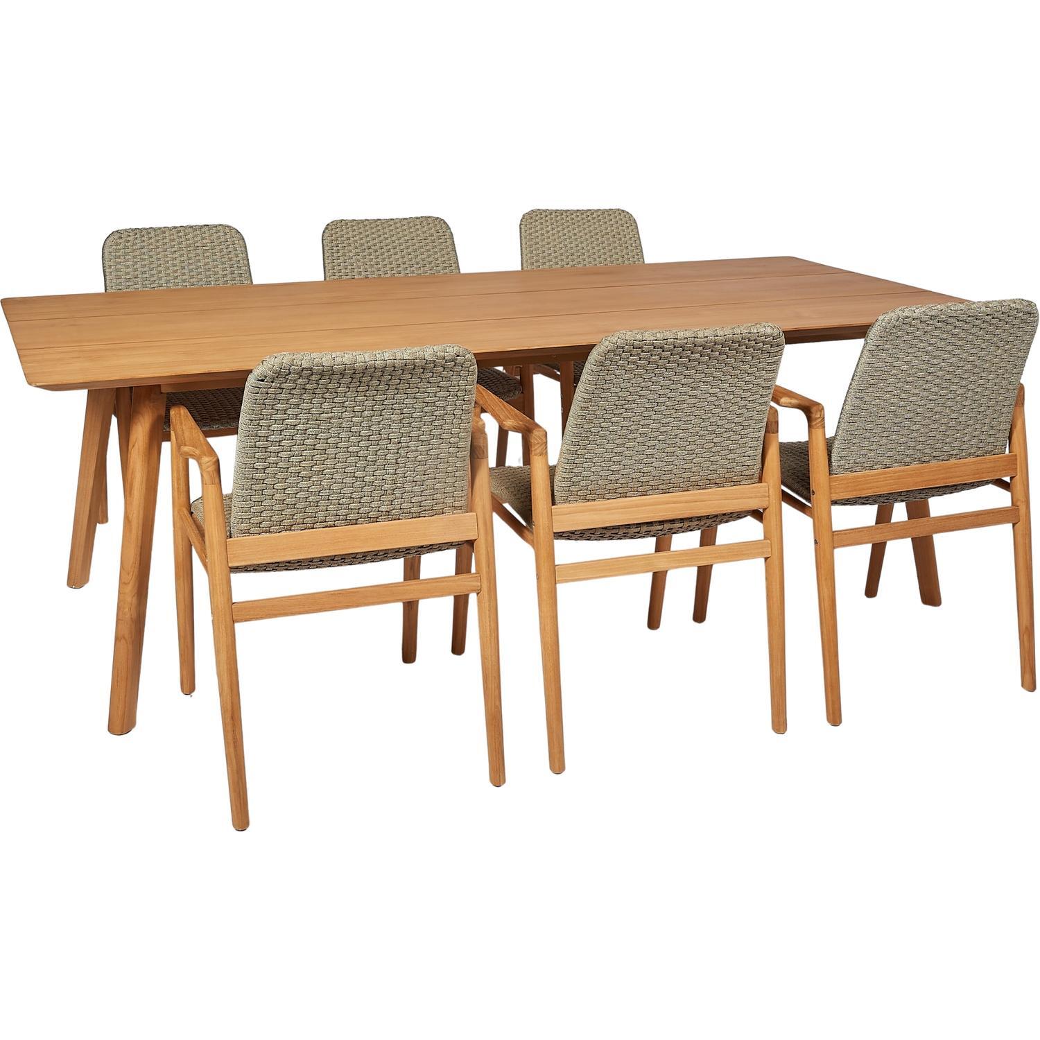 Teak Rope Outdoor Dining Setting 7 Piece