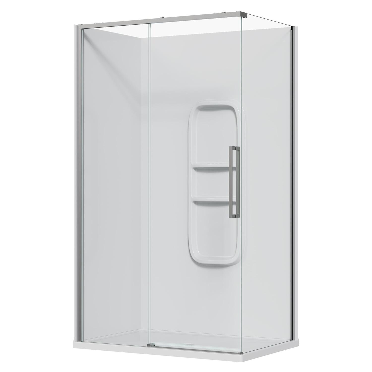 2 Sided Frameless Sliding Side Mould Acrylic Shower LH 1200 x 800 x 2040mm Chrome