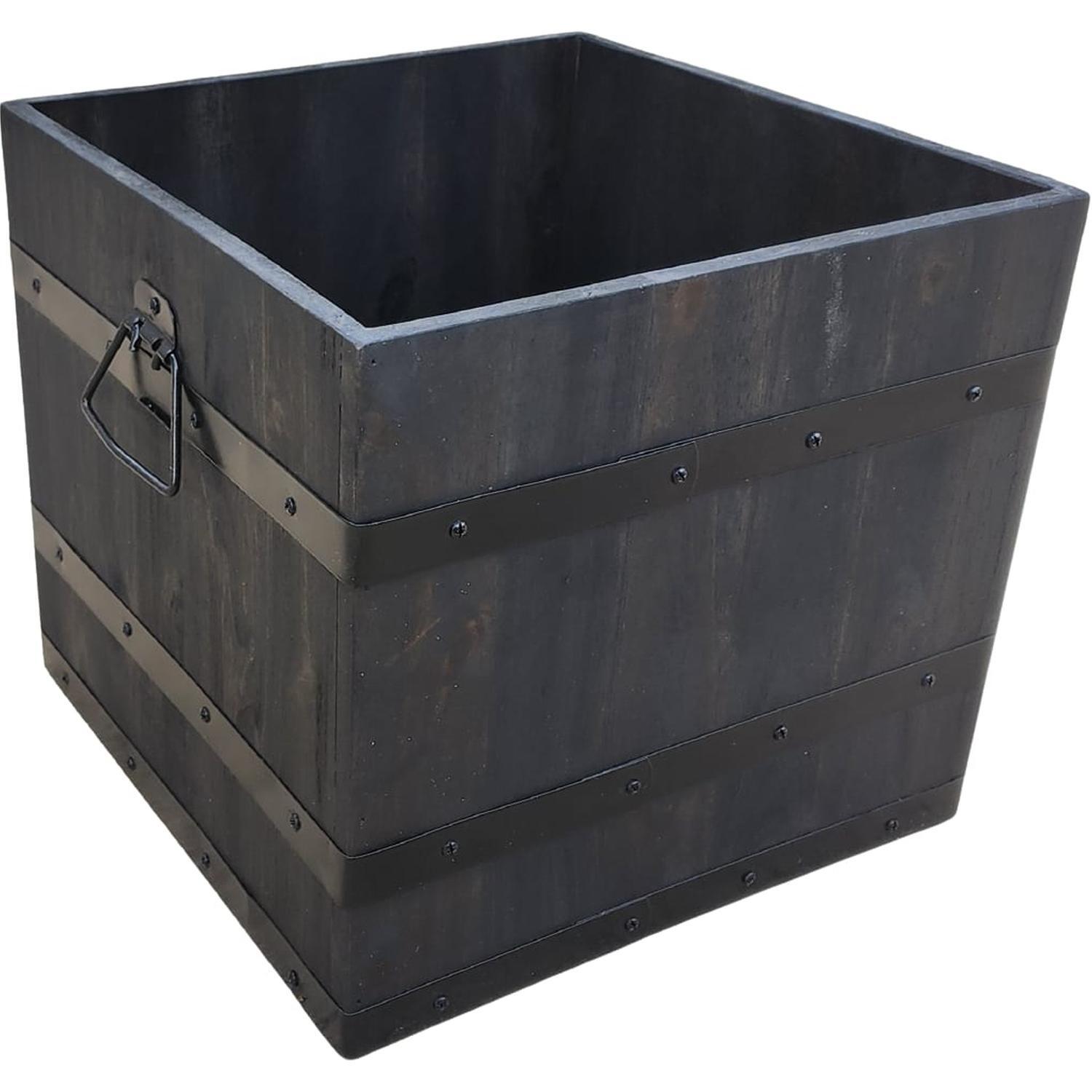Square Acacia Wooden Barrel