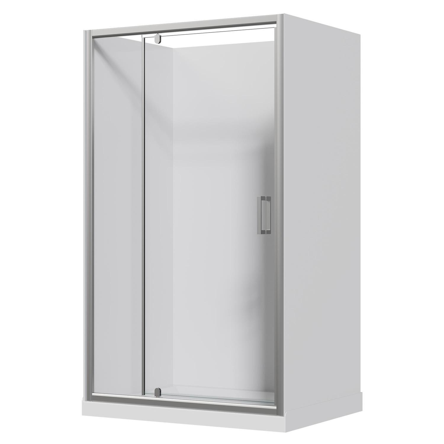 Alcove Flat Wall Acrylic Shower 1200 x 900 x 2015mm Chrome
