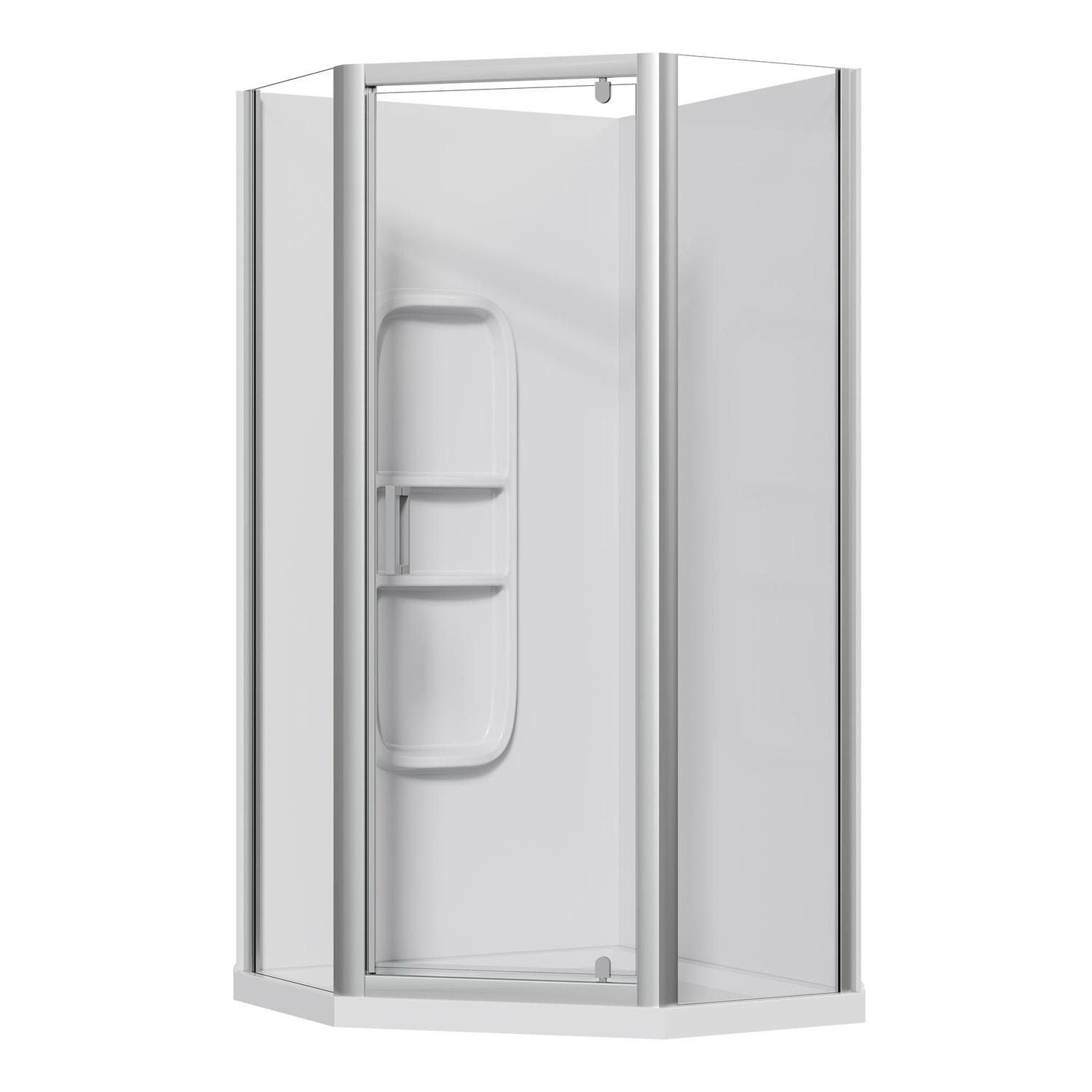Corner Angle Side Mould Acrylic Shower 1000 x 1000 x 2015mm Chrome