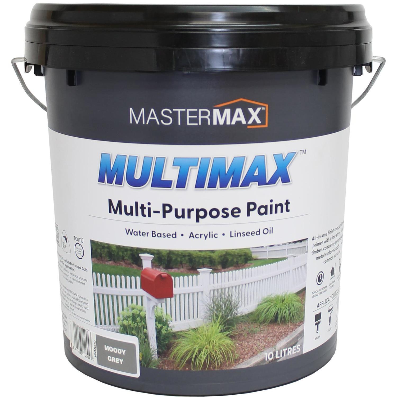 Multi-Purpose Paint Water Based Acrylic and Linseed Oil 10L Moody Grey