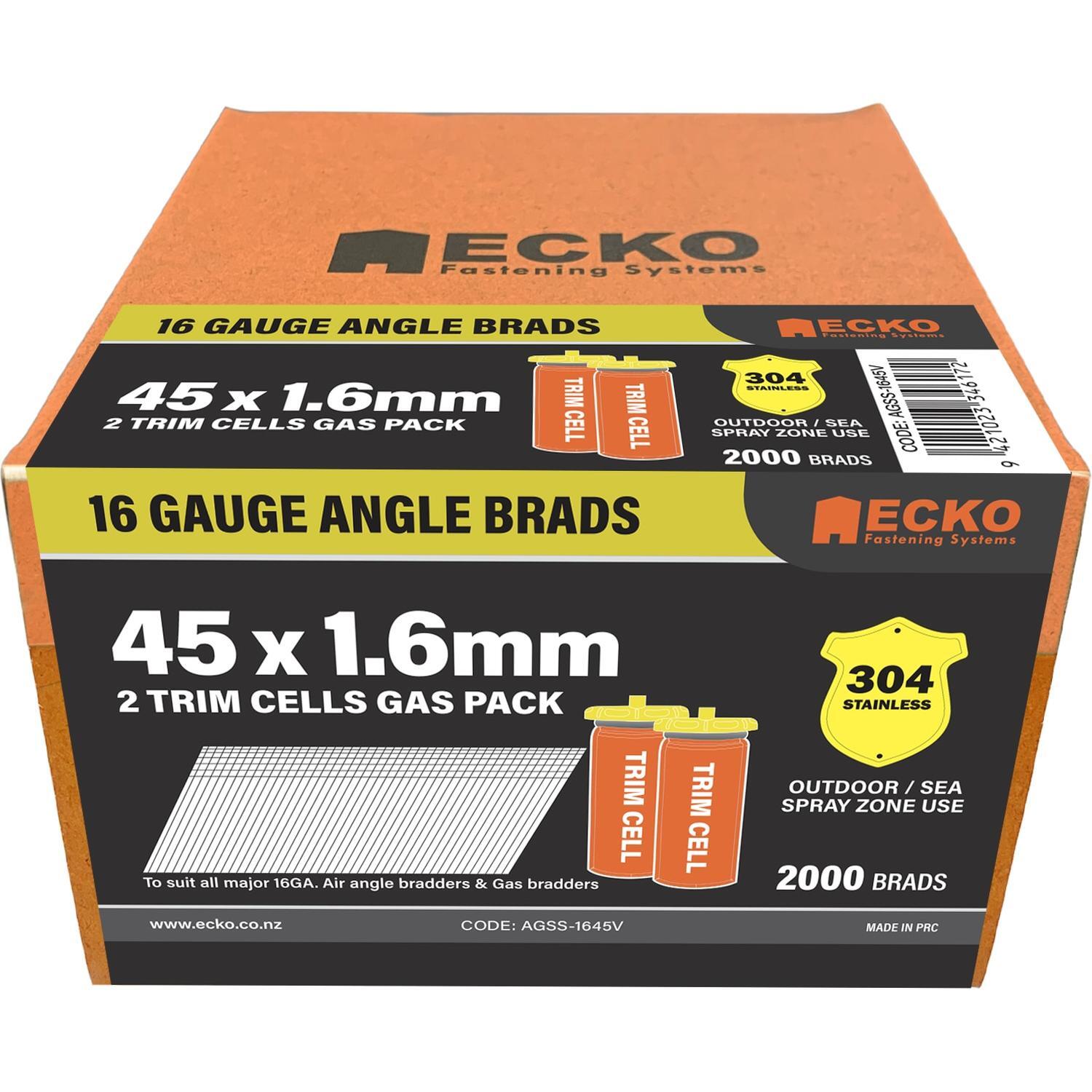 16 Gauge Angle Brads Gas Pack