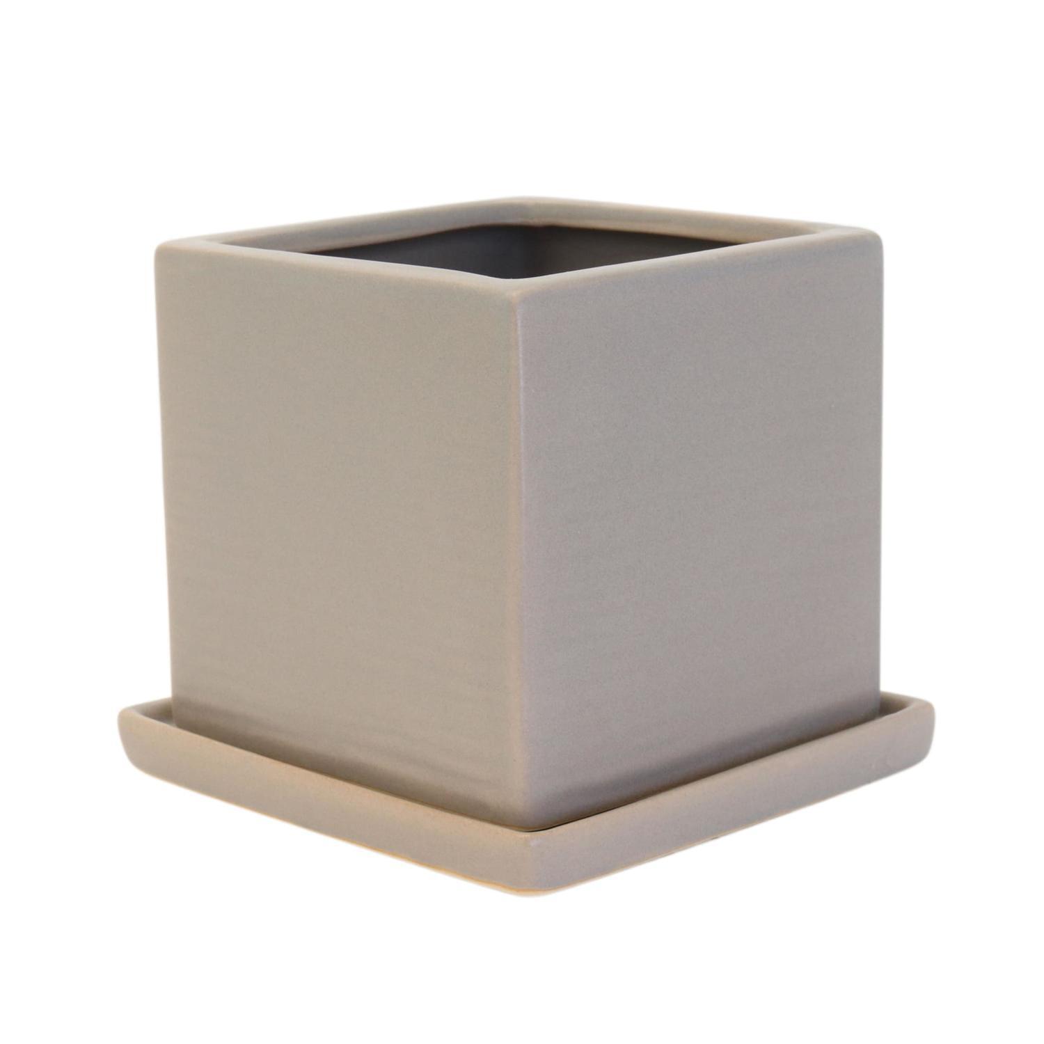 Glazed cube and saucer