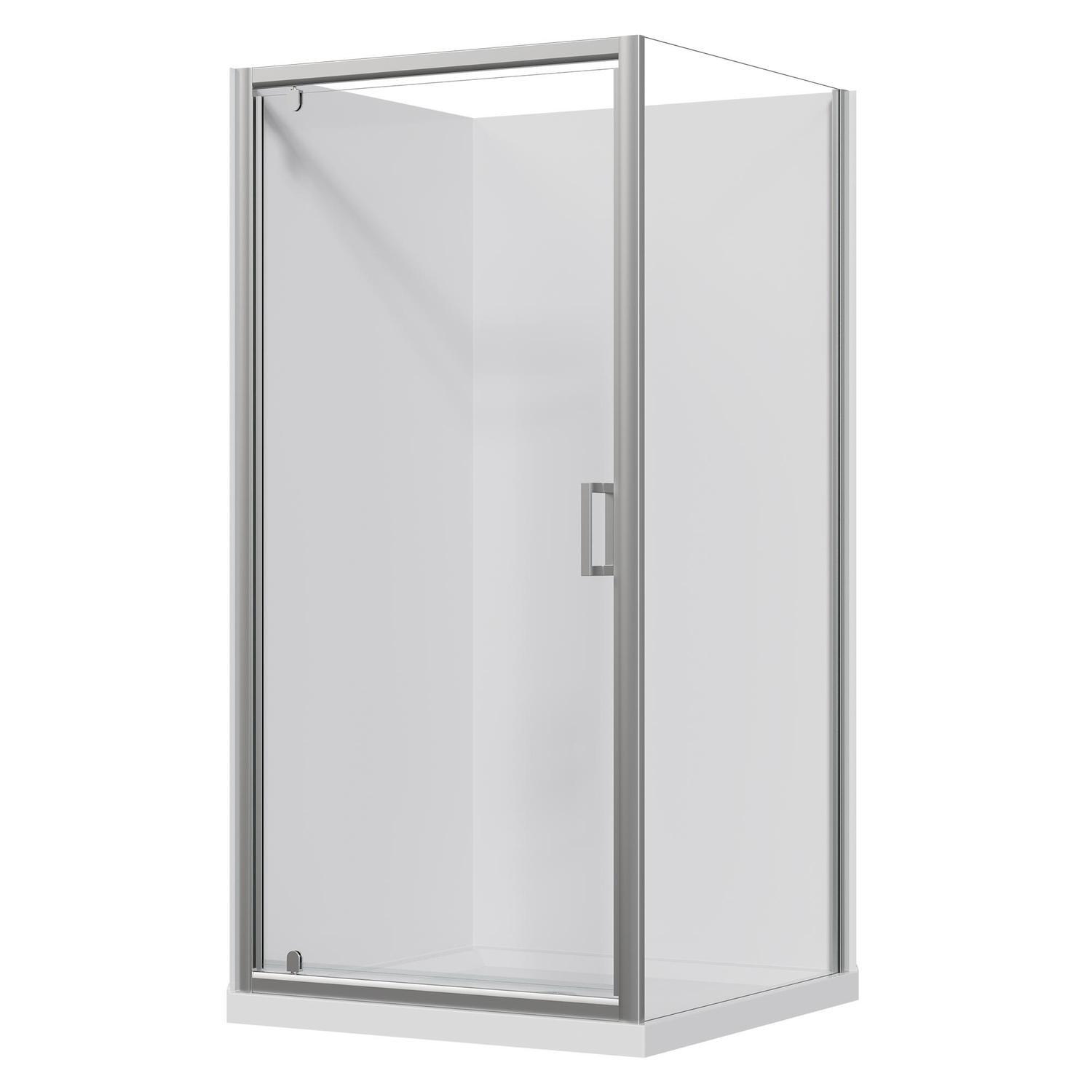 2 Sided Flat Wall Acrylic Shower Offset Waste 1000 x 1000 x 2015mm Chrome