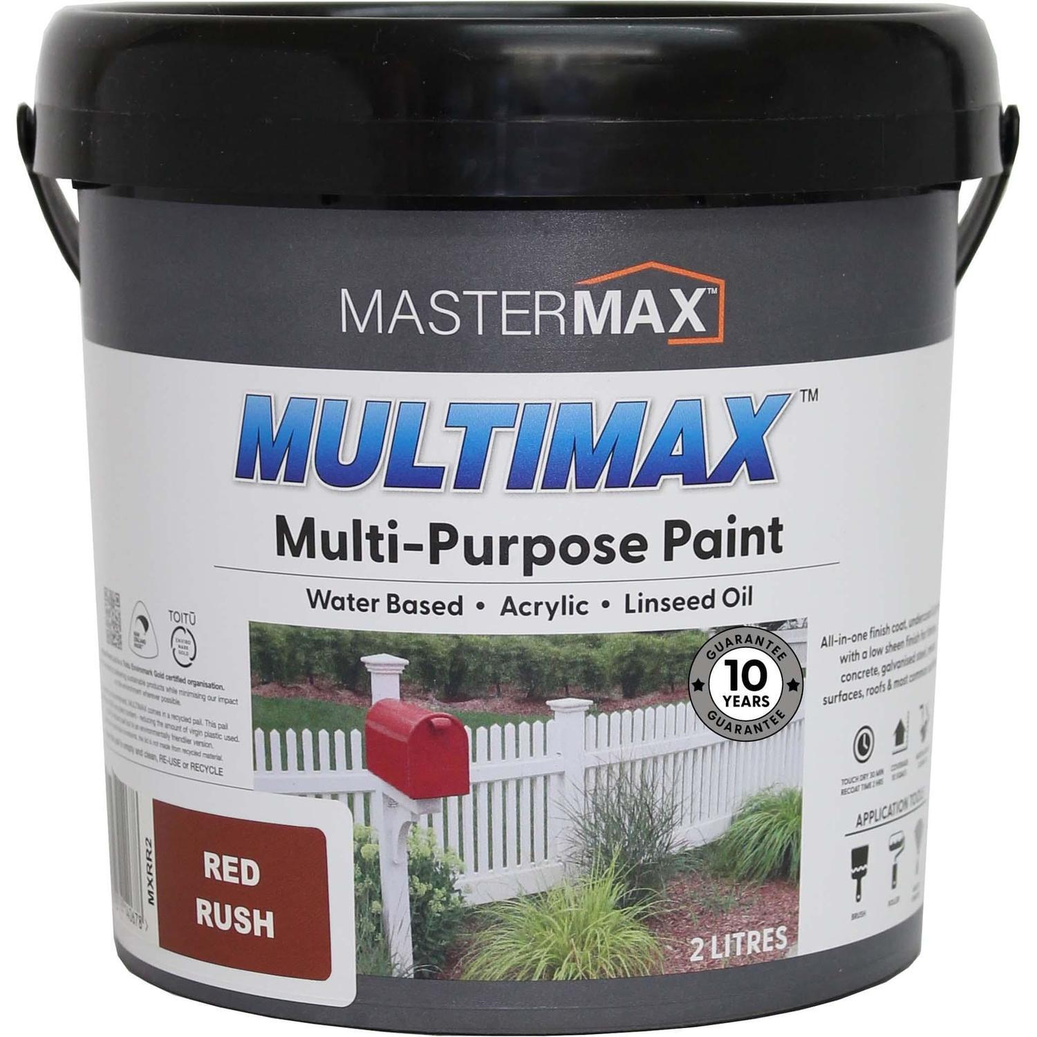 Multi-Purpose Paint Water Based Acrylic and Linseed Oil 2L Red Rush