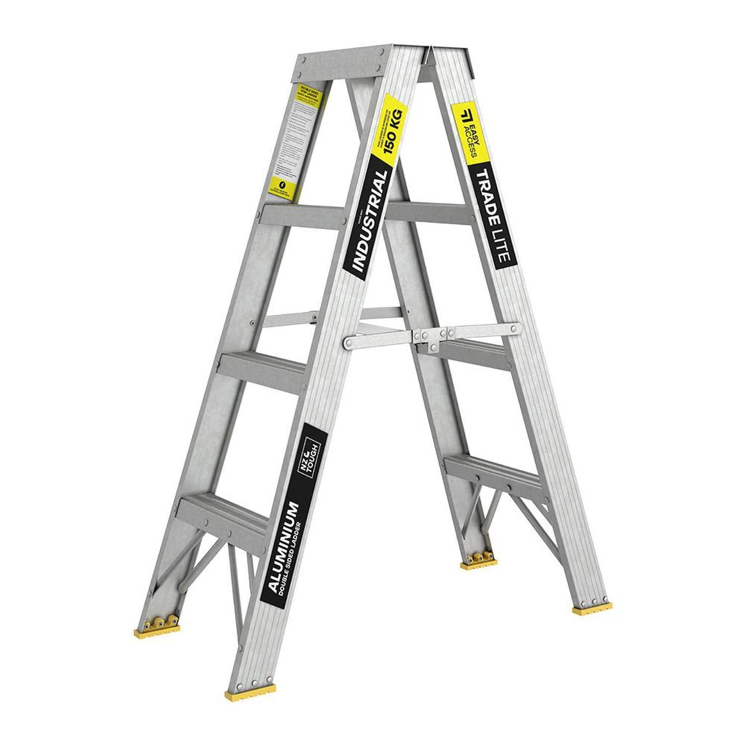 4 Step Double Sided Ladder 150 kg Rated Aluminium