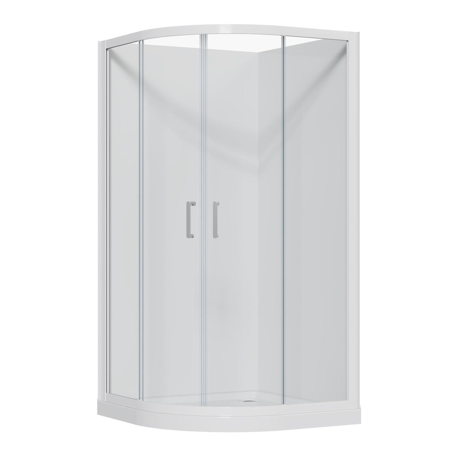 Round Flat Wall Offset Waste Shower White