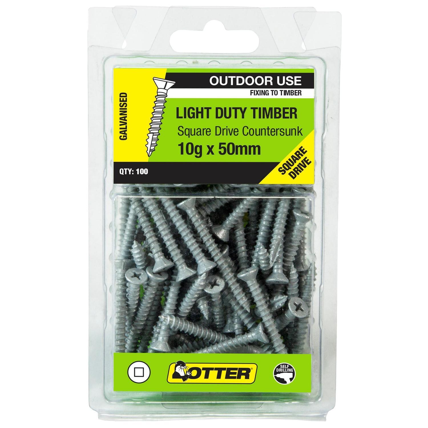 Light Duty Timber Screws 10g x 50mm Pack of 100 Galvanised